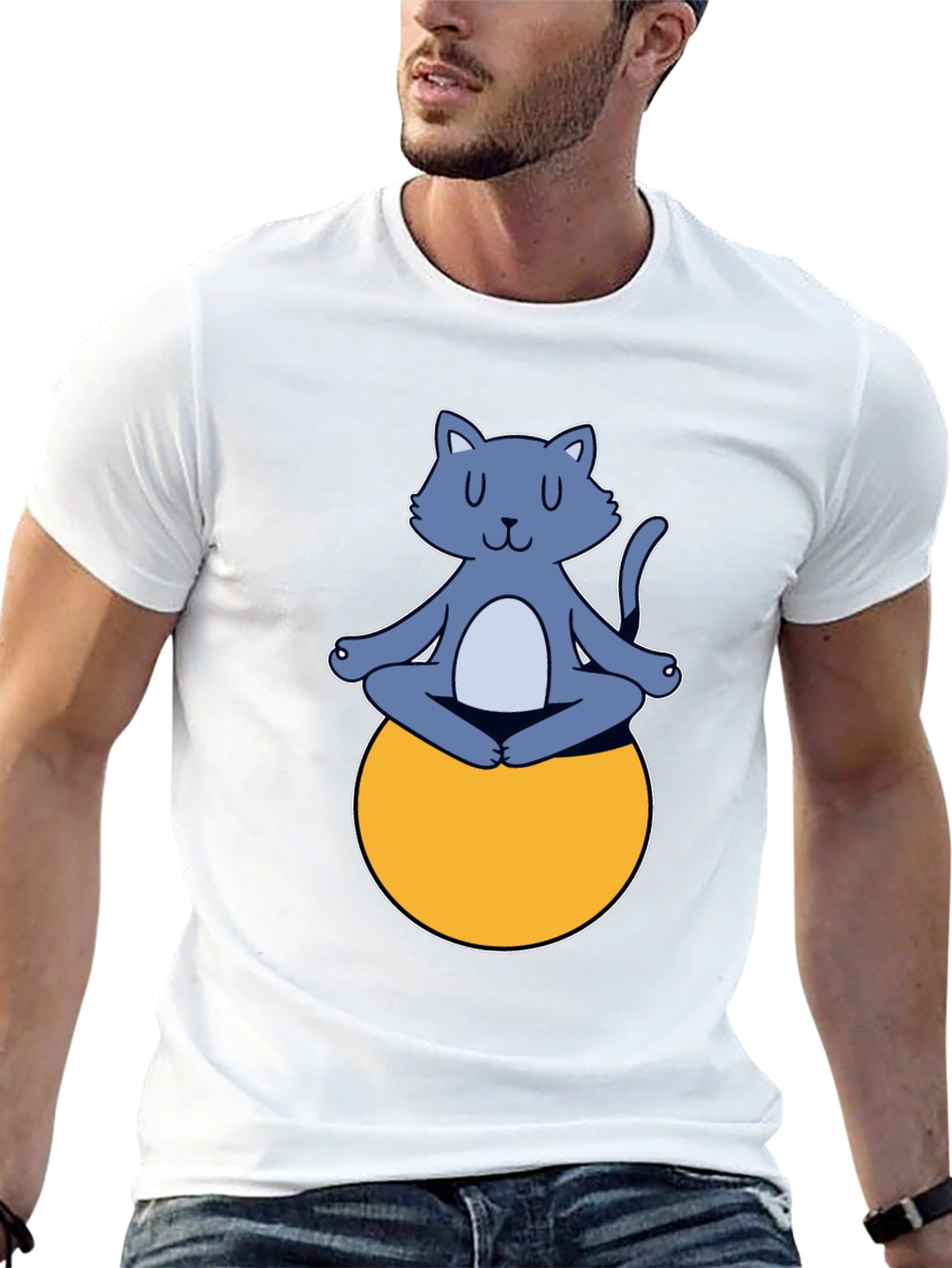 Meditating Cat on Ball Graphic Tee