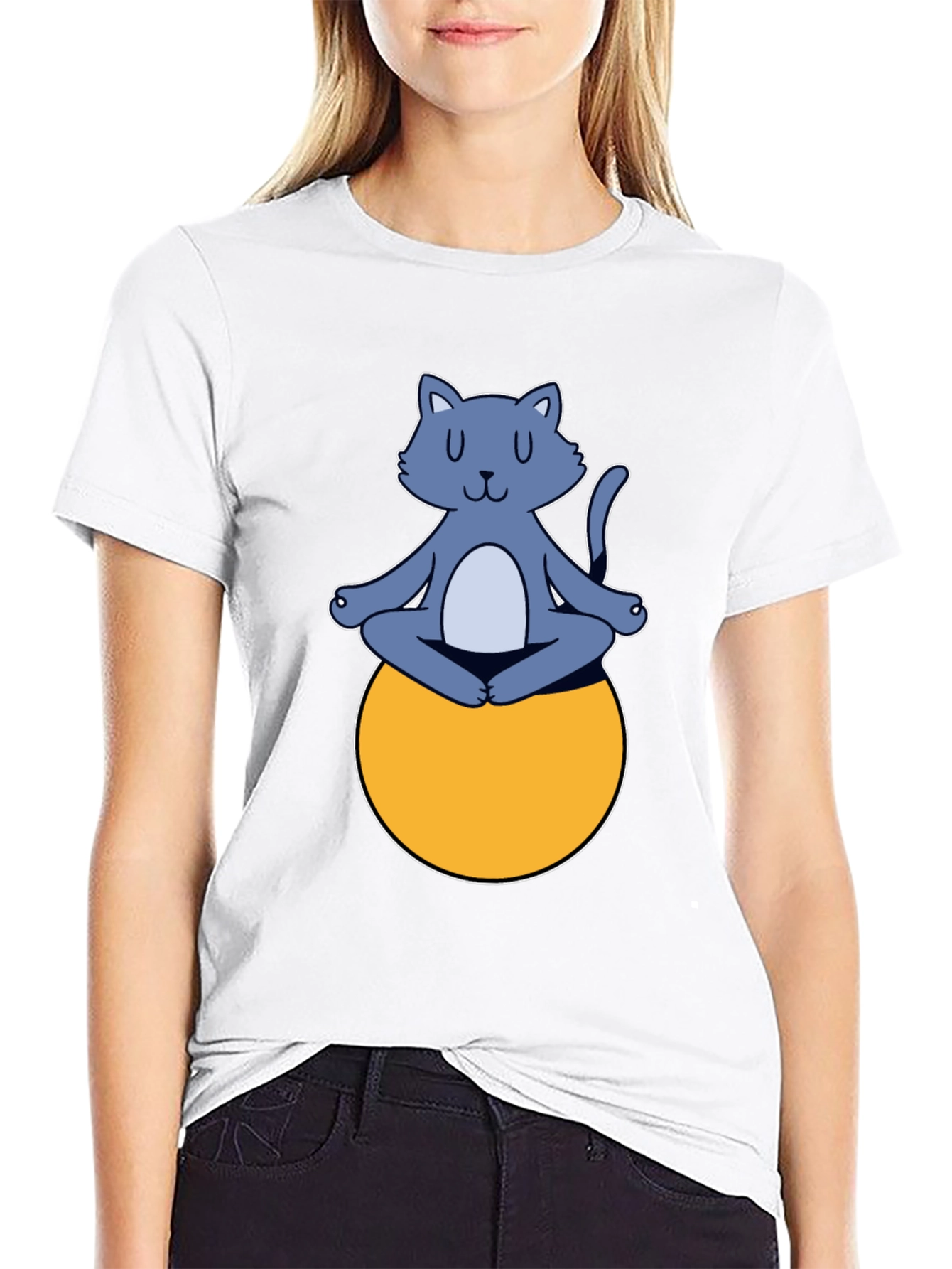 Meditating Cat on Ball Graphic Tee