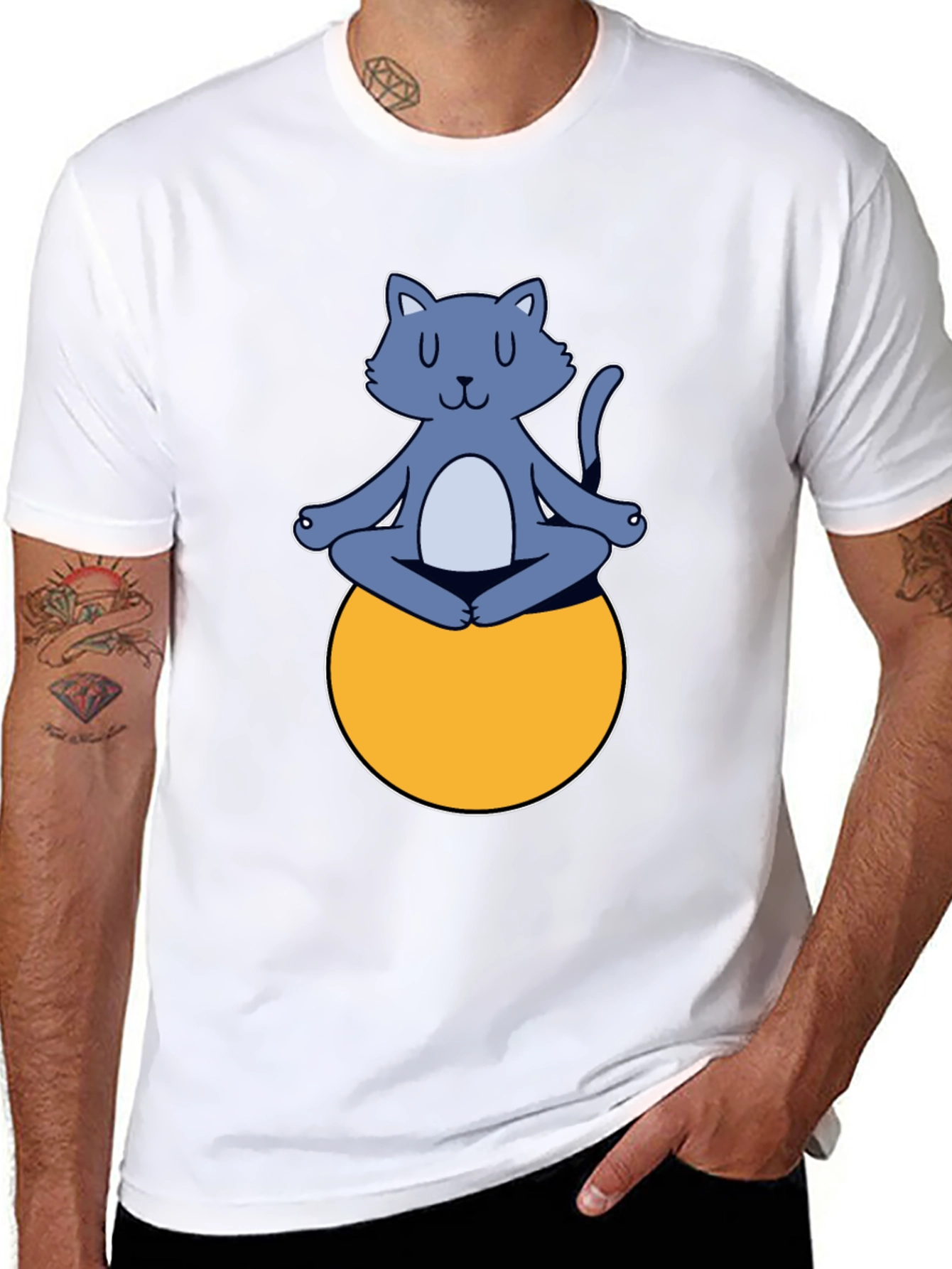 Meditating Cat on Ball Graphic Tee