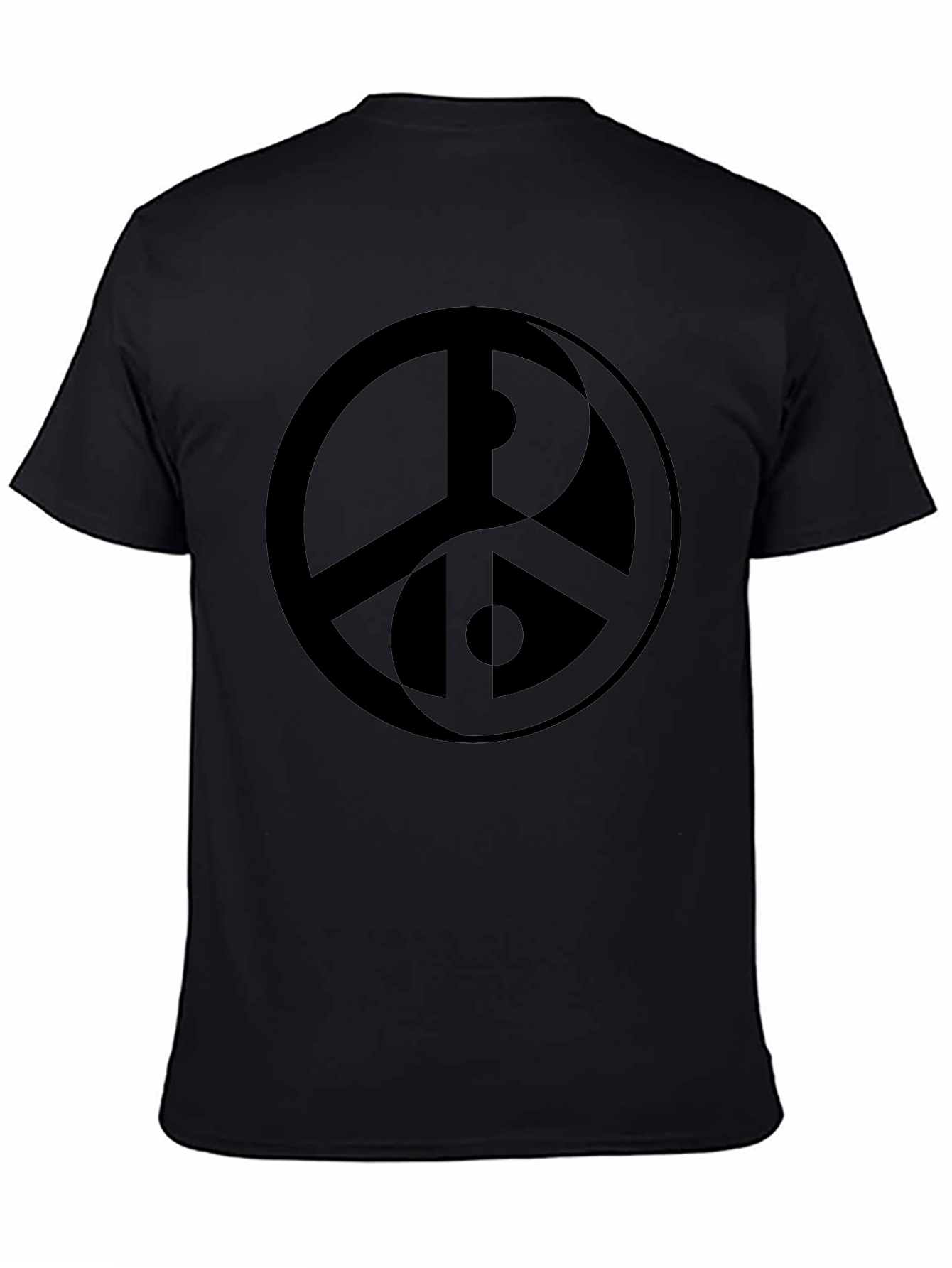Yin-Yang Peace Symbol T-Shirt -  Stylish Black Cotton Tee