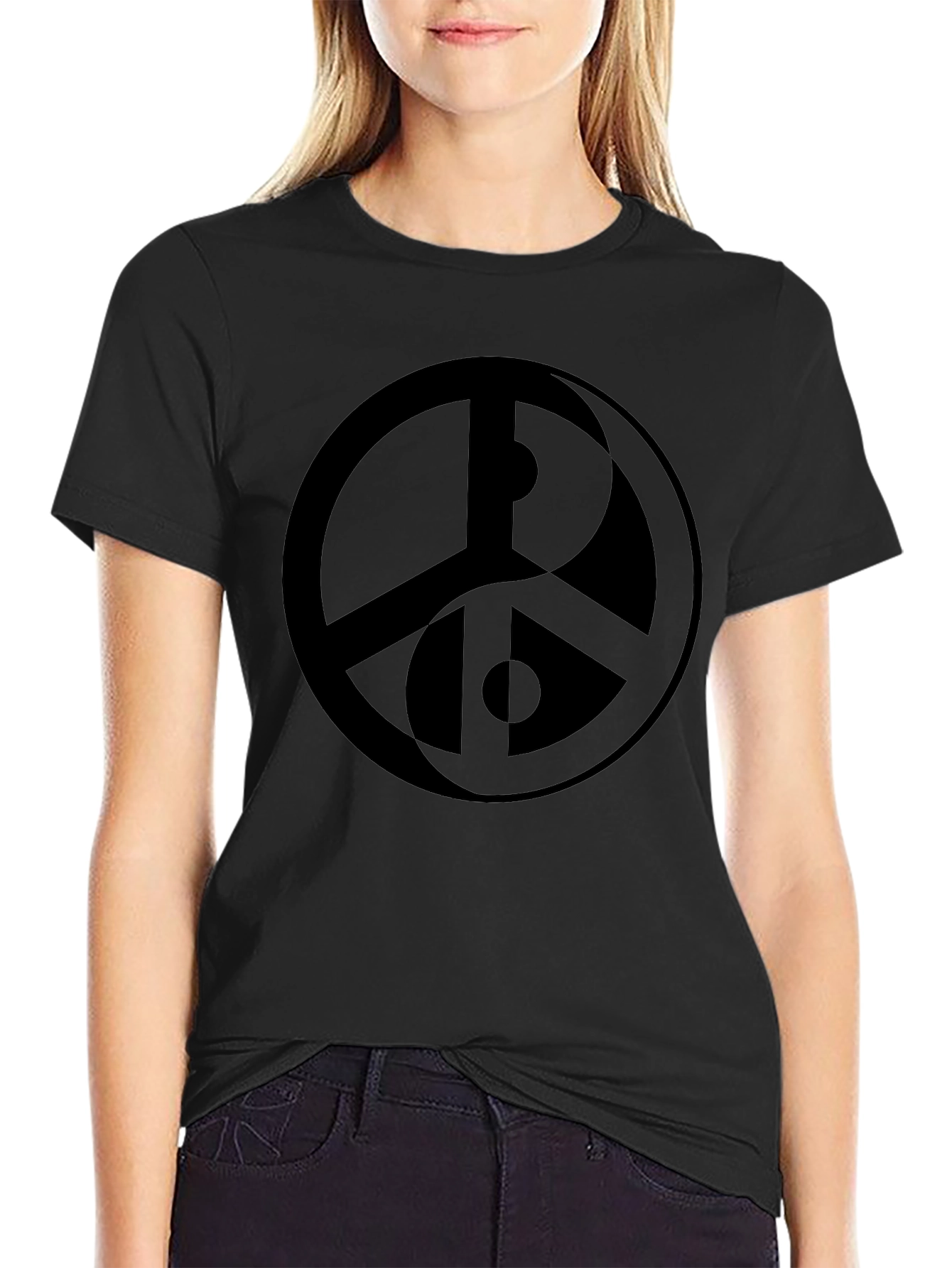 Yin-Yang Peace Symbol T-Shirt -  Stylish Black Cotton Tee