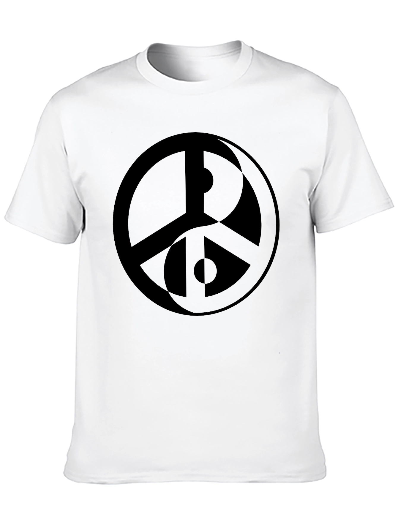 Yin-Yang Peace Symbol T-Shirt -  Stylish Black Cotton Tee