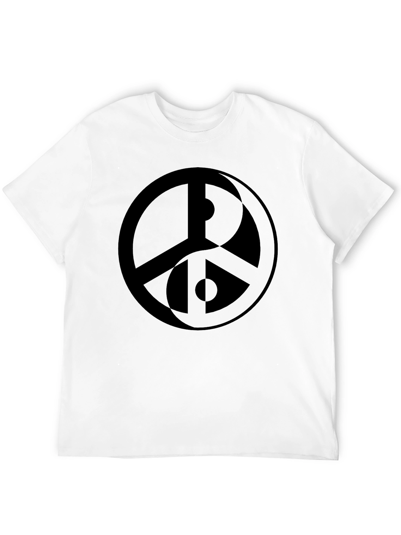 Yin-Yang Peace Symbol T-Shirt -  Stylish Black Cotton Tee