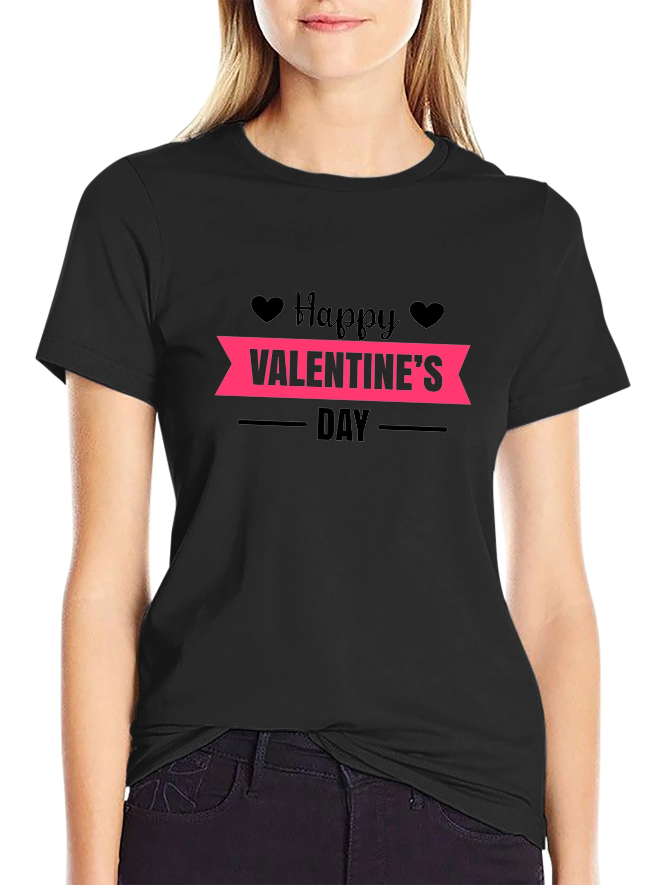Happy Valentines Day Black T-Shirt