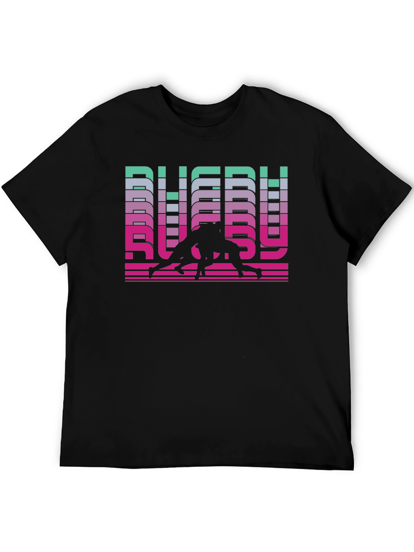 Rugby Retro Graphic T-Shirt - Black