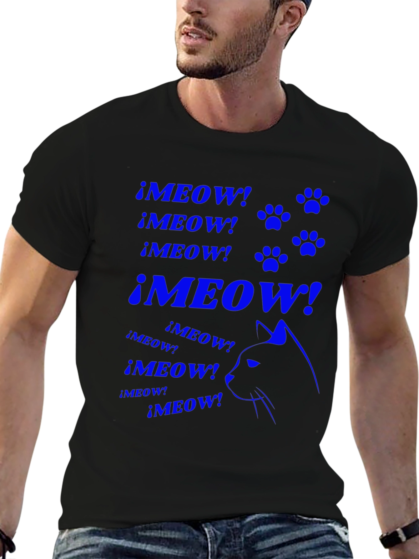 Meow Cat Lover T-Shirt - Black