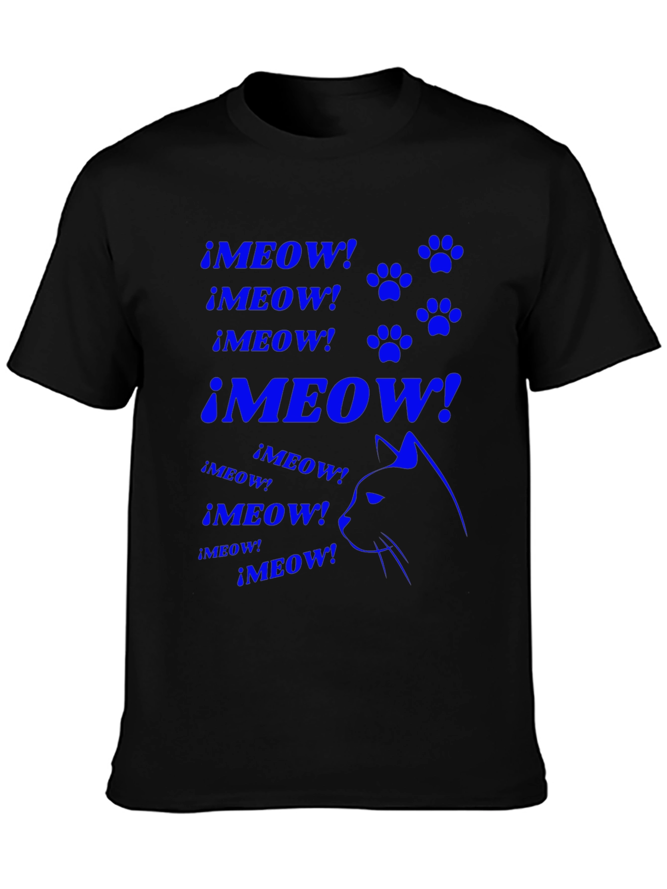 Meow Cat Lover T-Shirt - Black