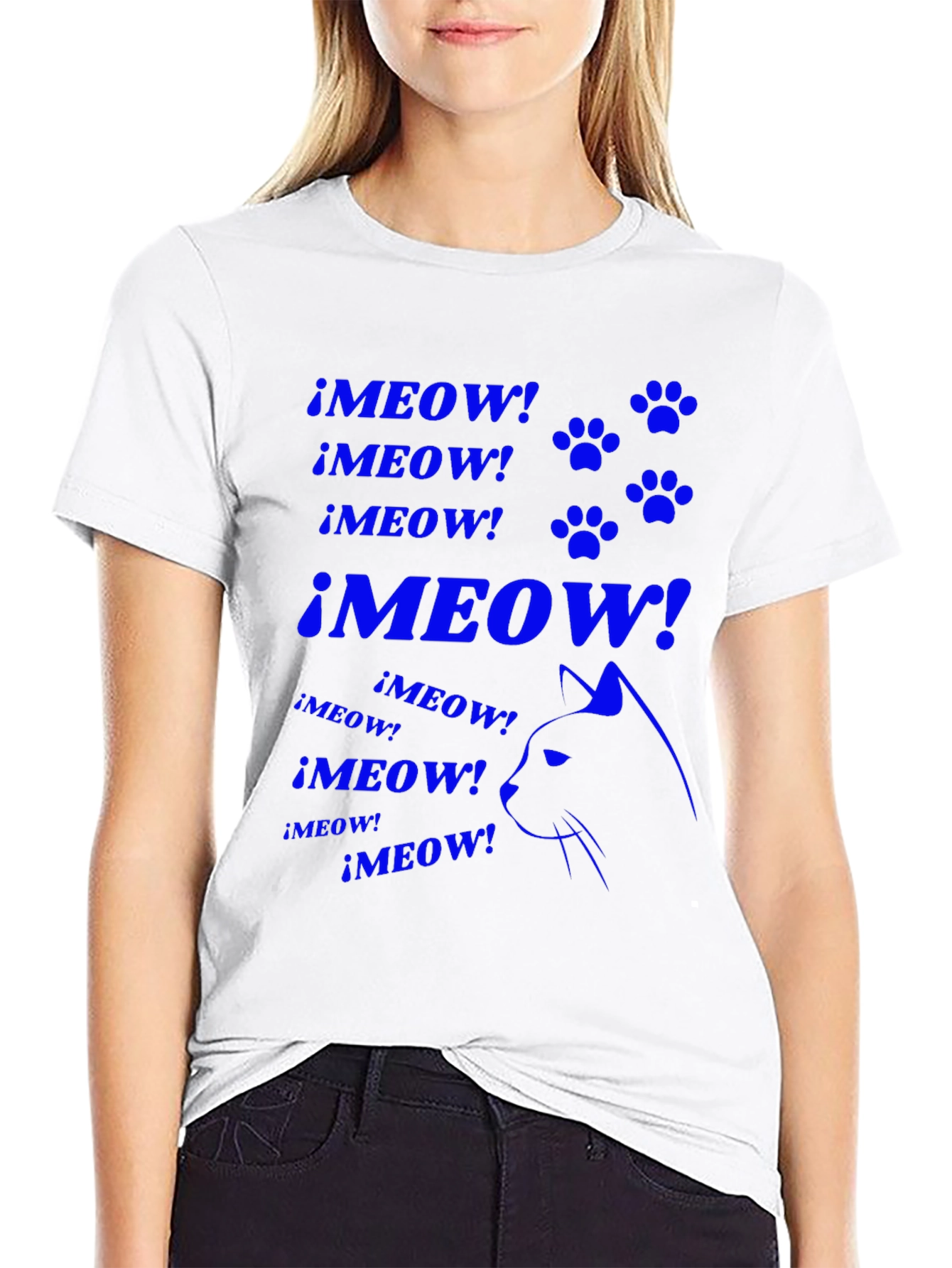 Meow Cat Lover T-Shirt - Black