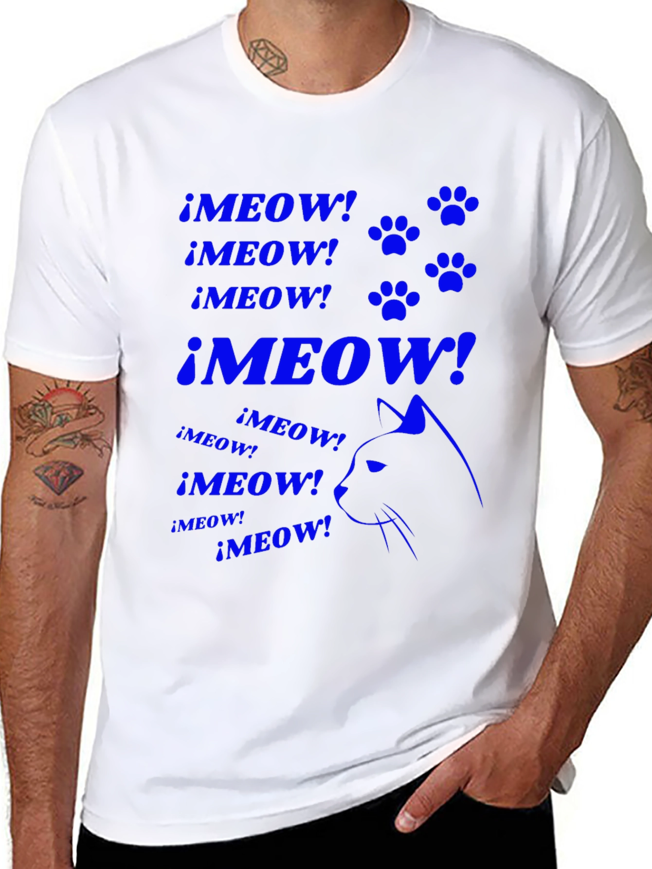 Meow Cat Lover T-Shirt - Black