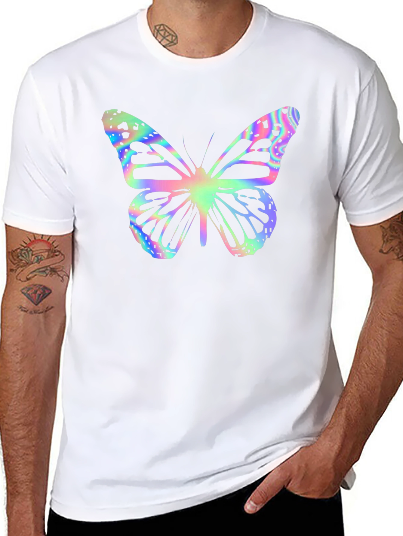 Butterfly Print Black T-Shirt