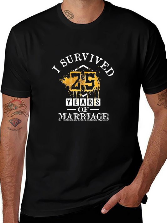 I Survived 25 Years of Marriage Black T-Shirt