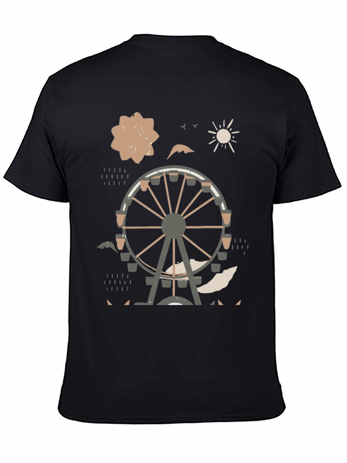 Ferris Wheel Graphic Tee - Urban Style Black Cotton