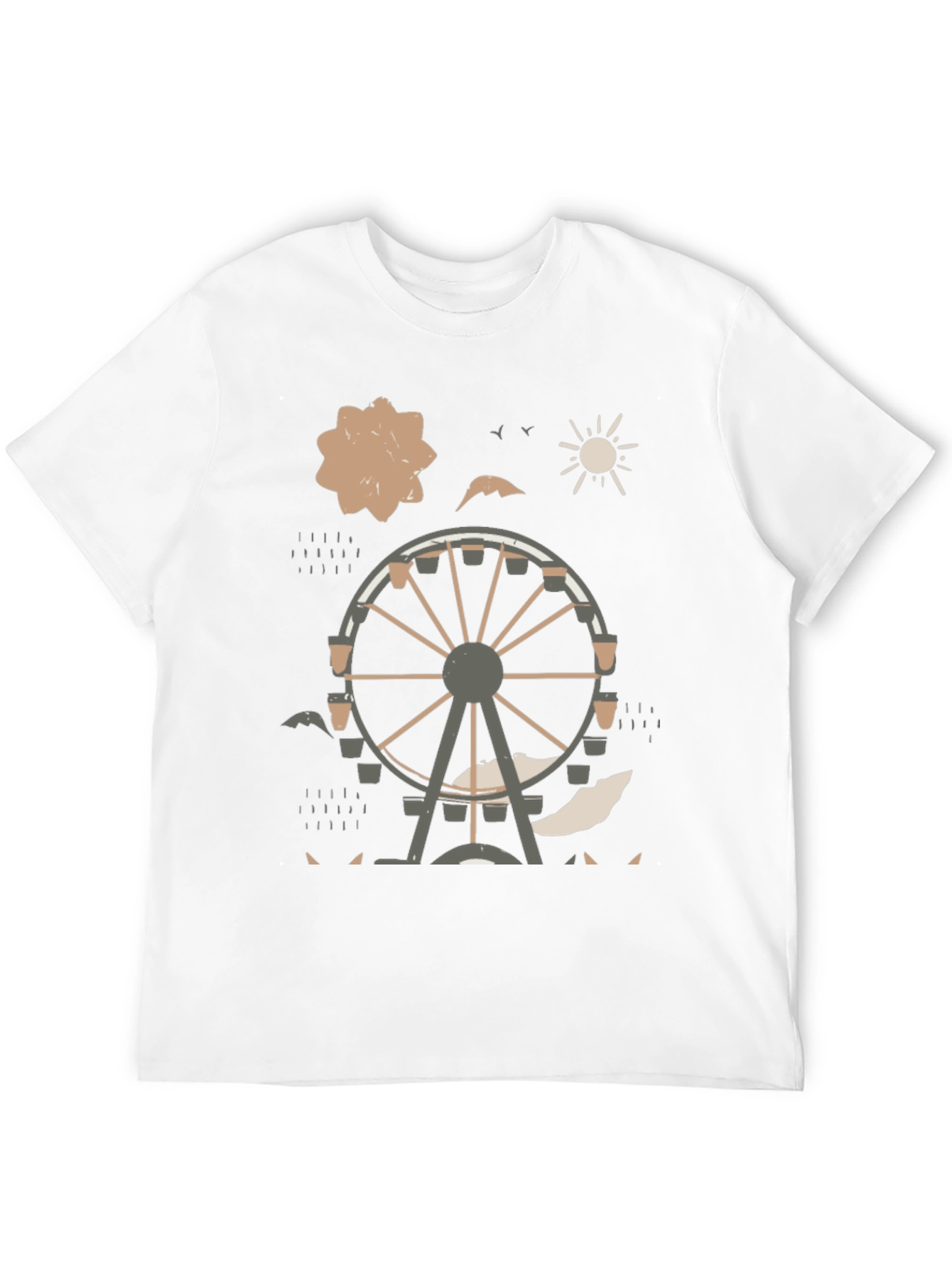 Ferris Wheel Graphic Tee - Urban Style Black Cotton