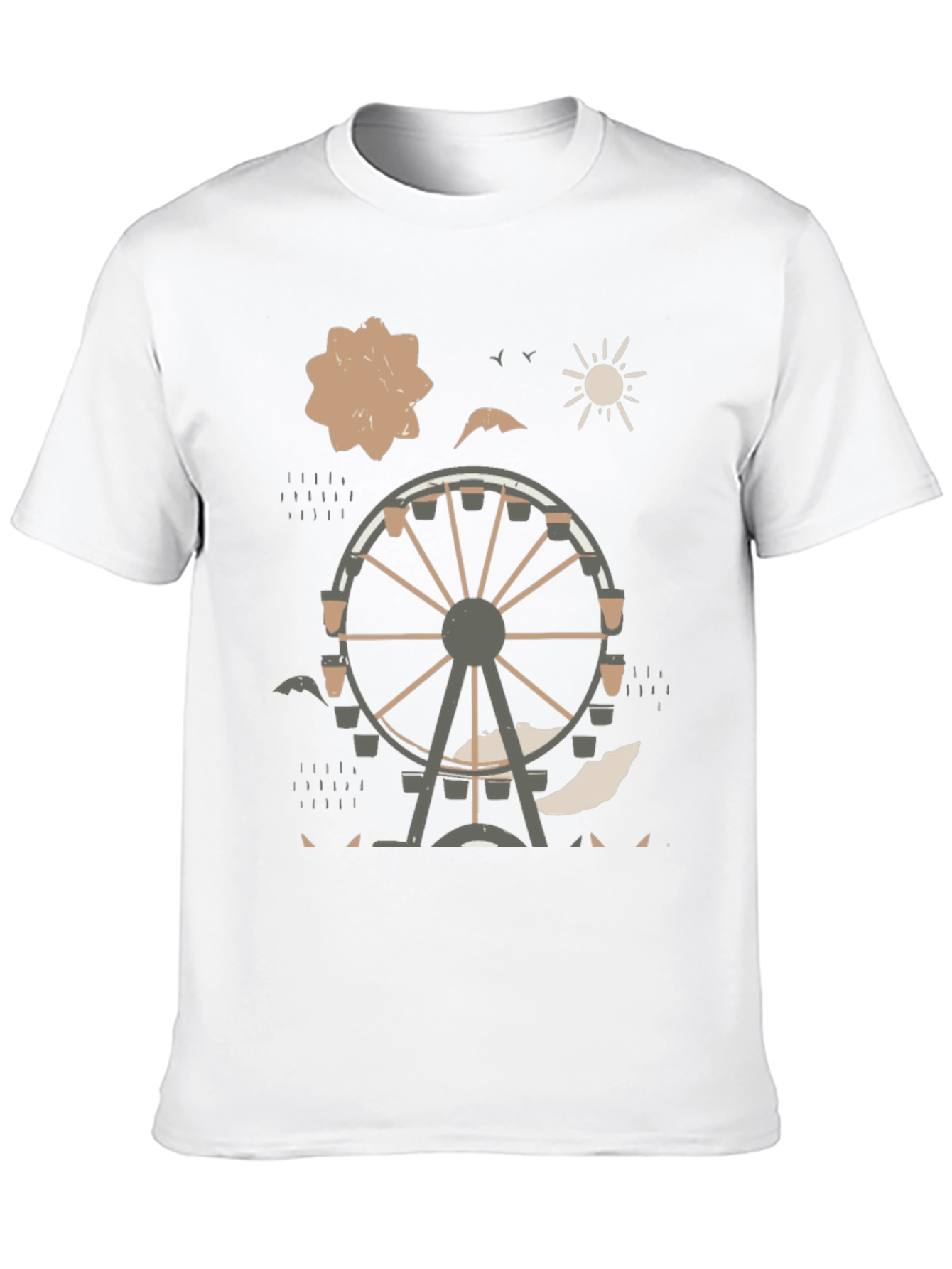 Ferris Wheel Graphic Tee - Urban Style Black Cotton