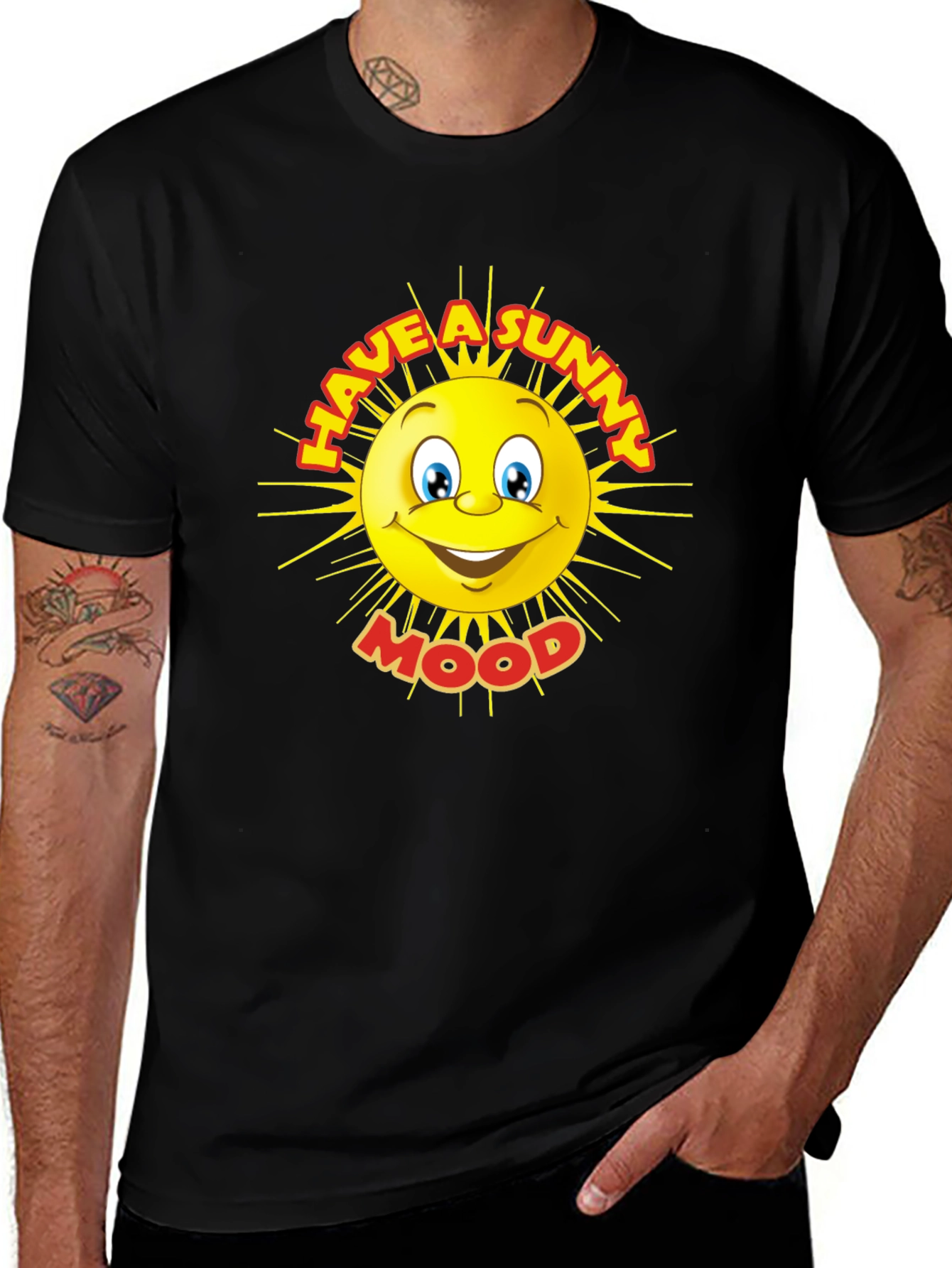 Sunny Mood Graphic Tee - Black Cotton T-Shirt