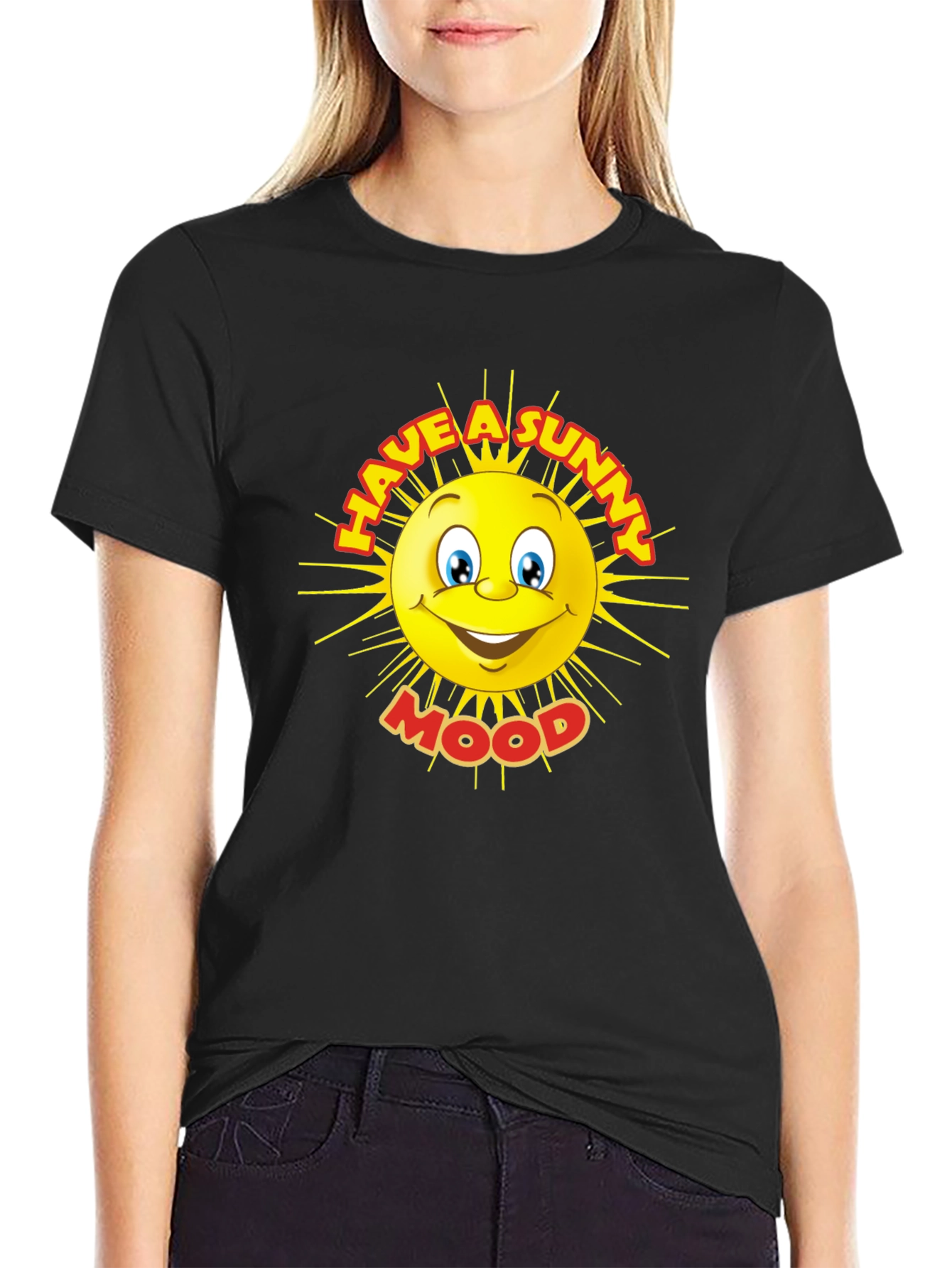 Sunny Mood Graphic Tee - Black Cotton T-Shirt