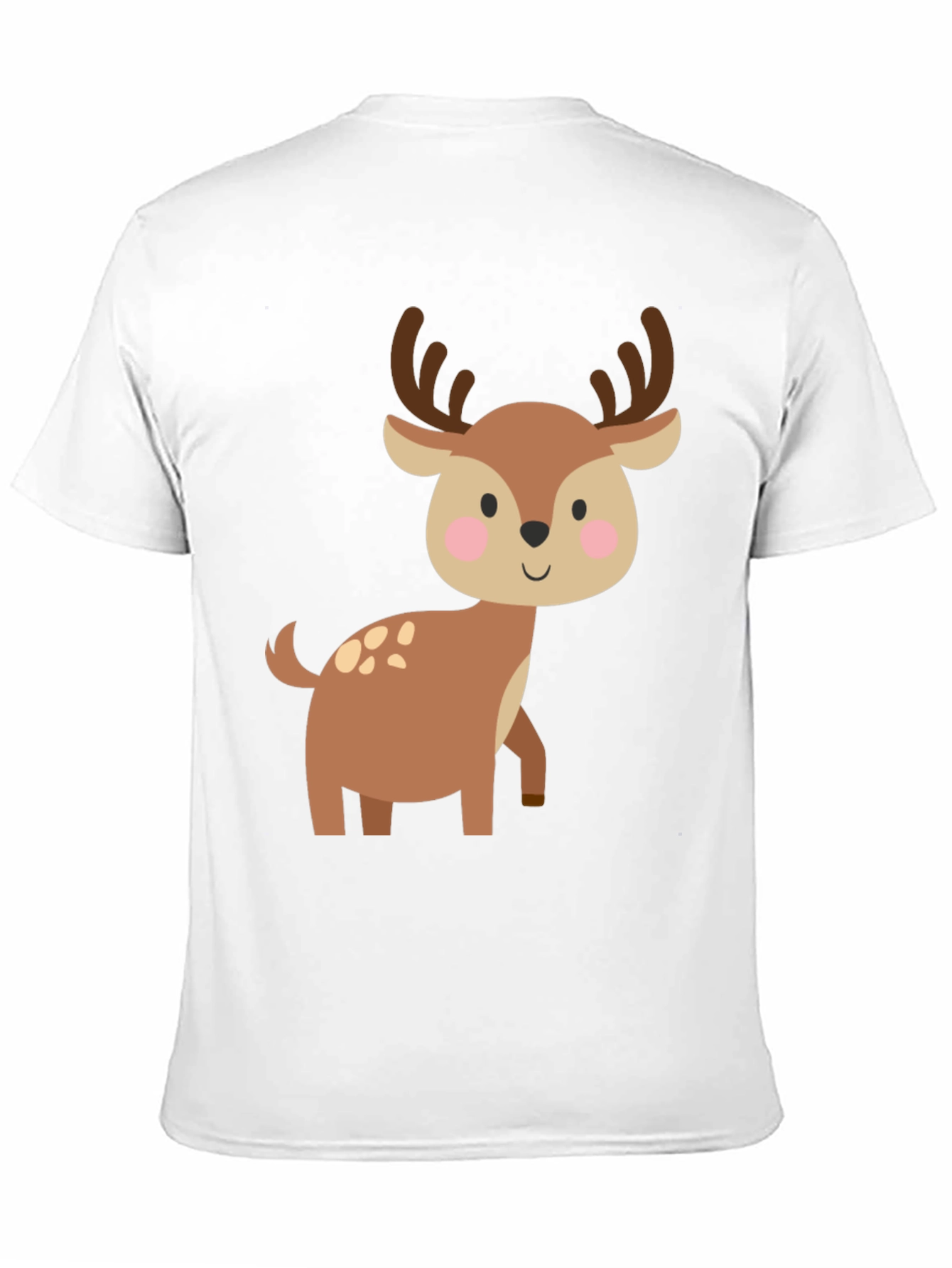 Cute Deer Graphic Tee - Black Cotton Blend
