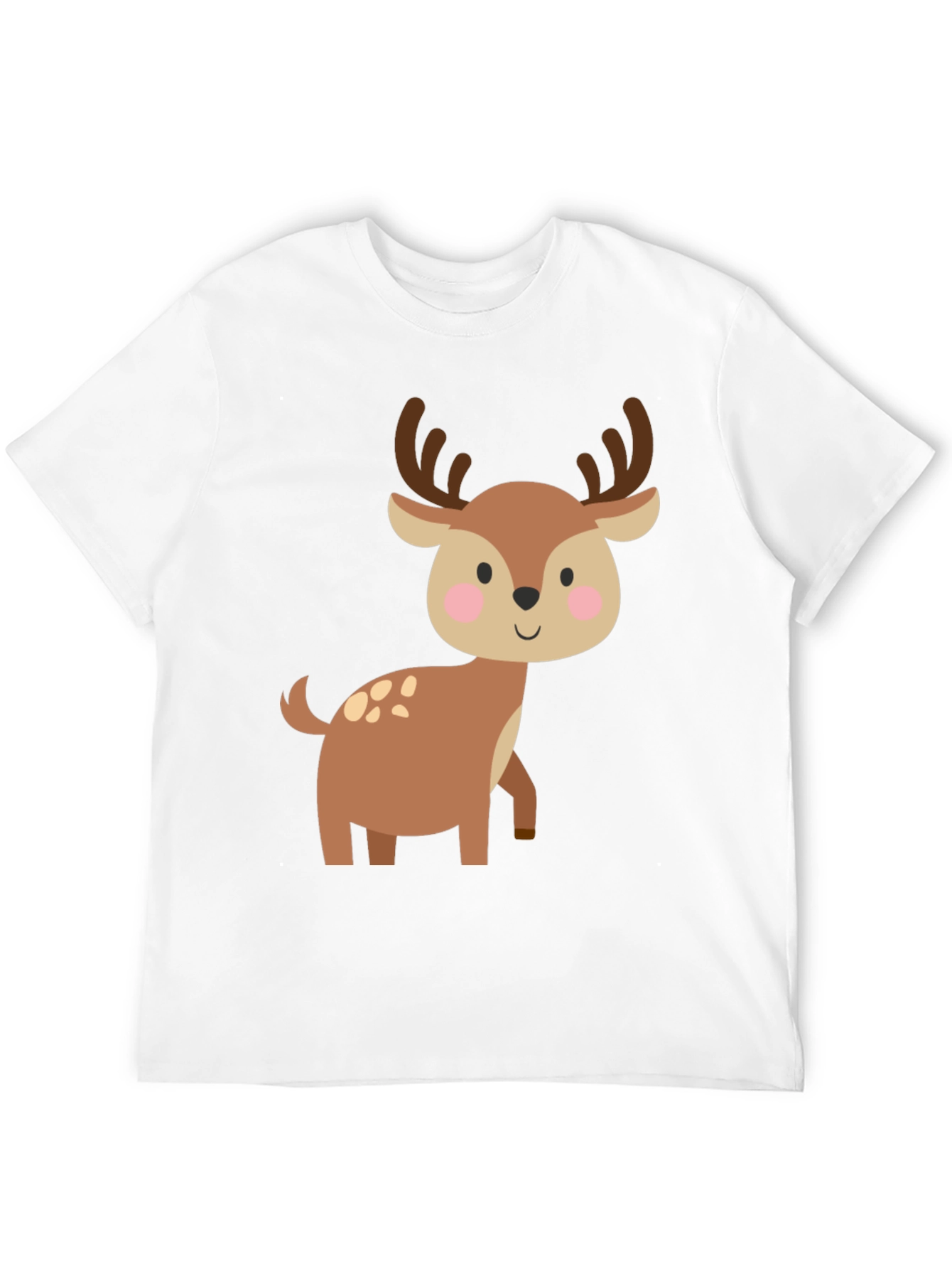 Cute Deer Graphic Tee - Black Cotton Blend