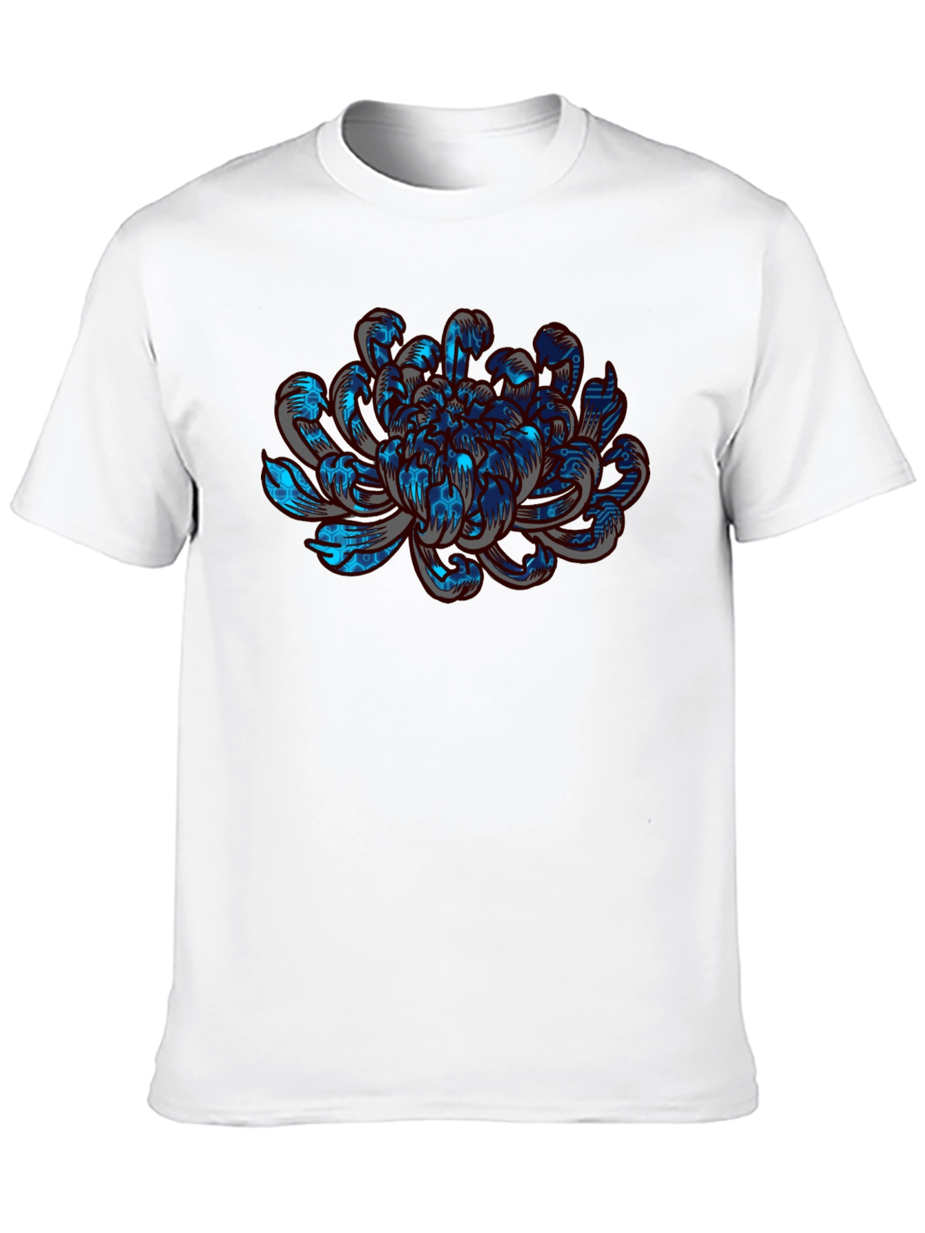 Tech Flower Graphic Tee - Modern Artistic Design
