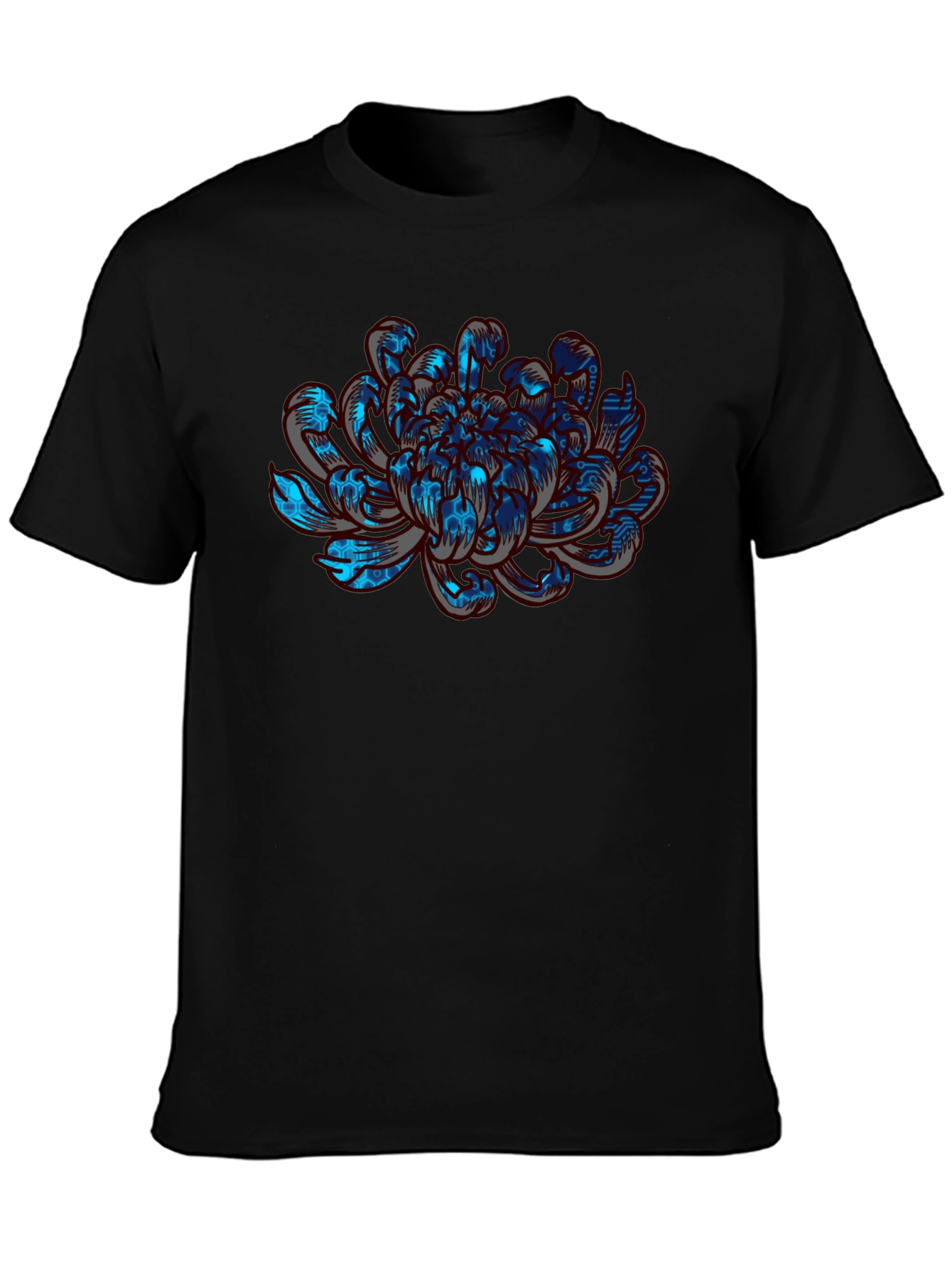 Tech Flower Graphic Tee - Modern Artistic Design