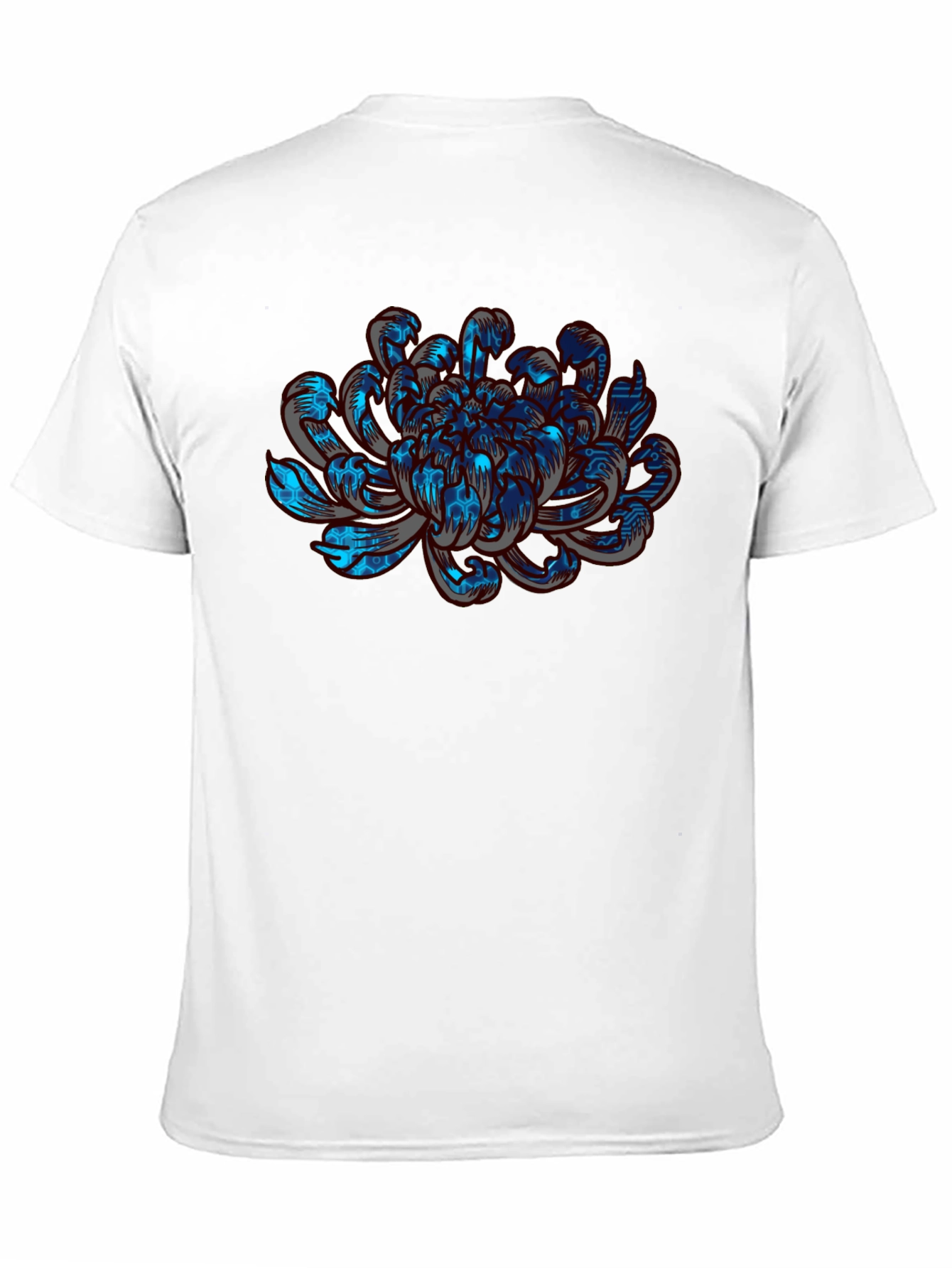 Tech Flower Graphic Tee - Modern Artistic Design