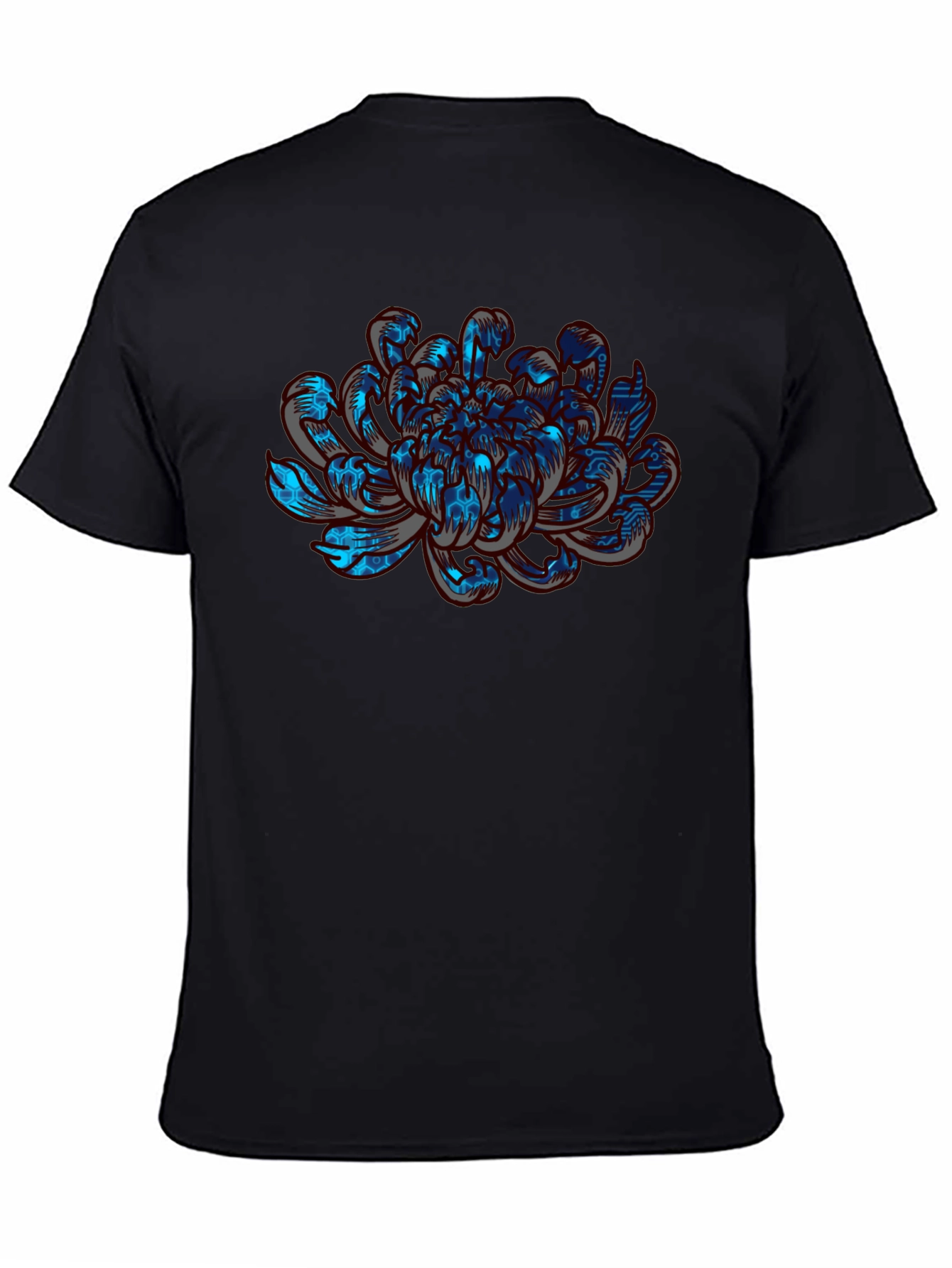 Tech Flower Graphic Tee - Modern Artistic Design