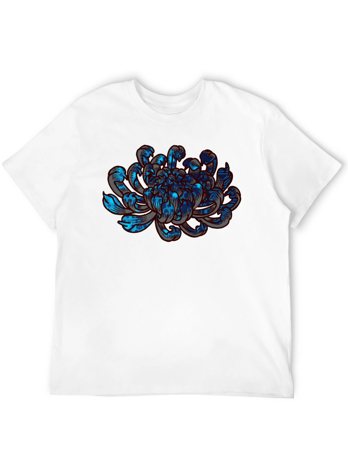 Tech Flower Graphic Tee - Modern Artistic Design