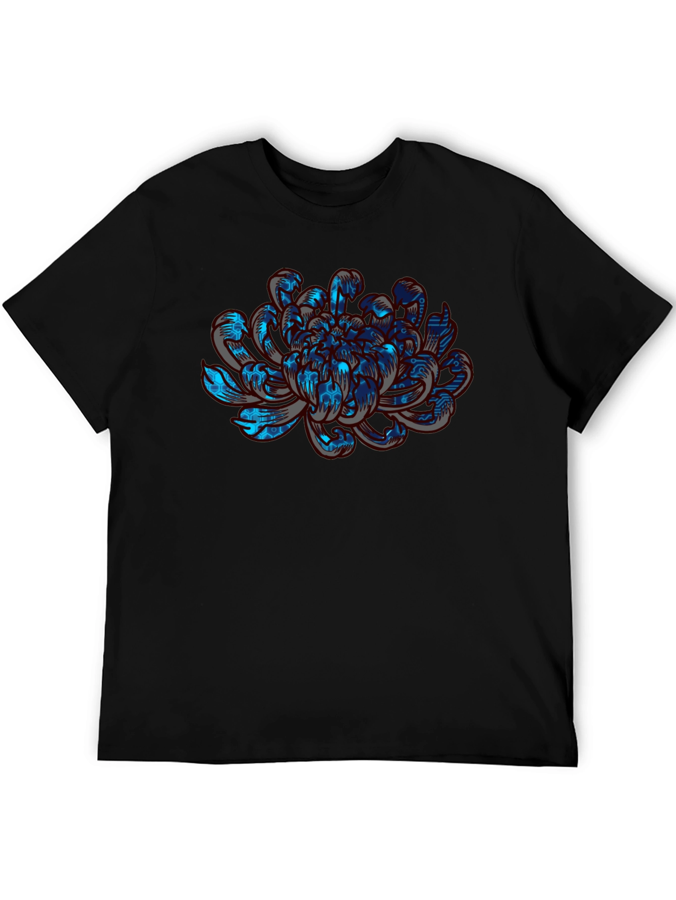 Tech Flower Graphic Tee - Modern Artistic Design