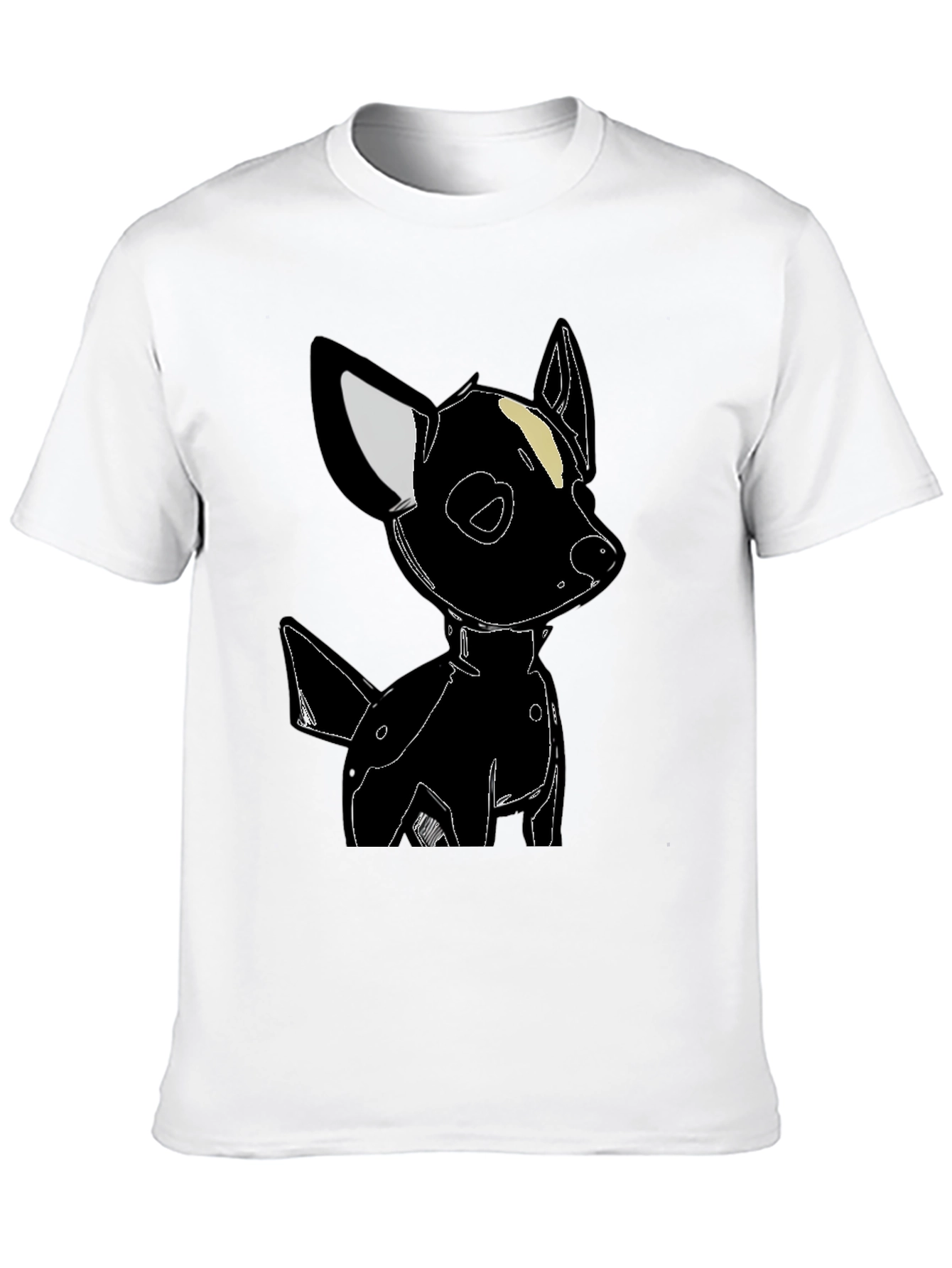 Black Dog Graphic Tee - Cute Cartoon Style