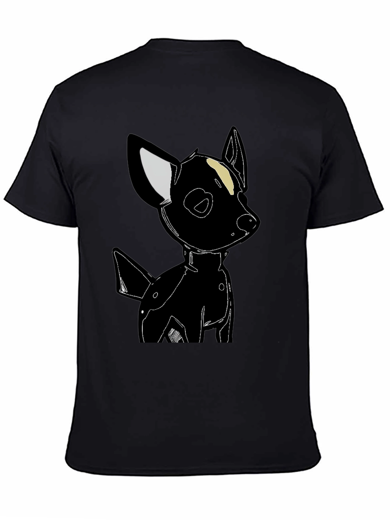 Black Dog Graphic Tee - Cute Cartoon Style