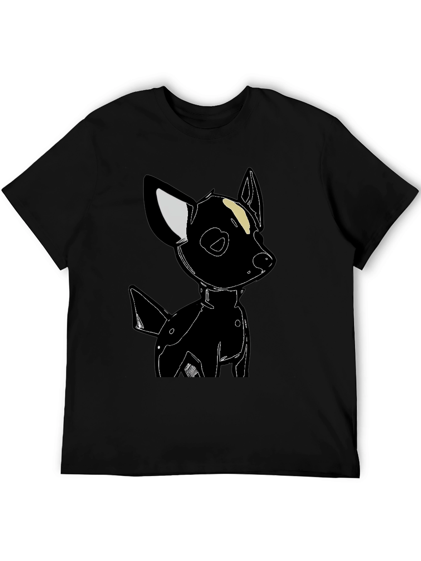 Black Dog Graphic Tee - Cute Cartoon Style