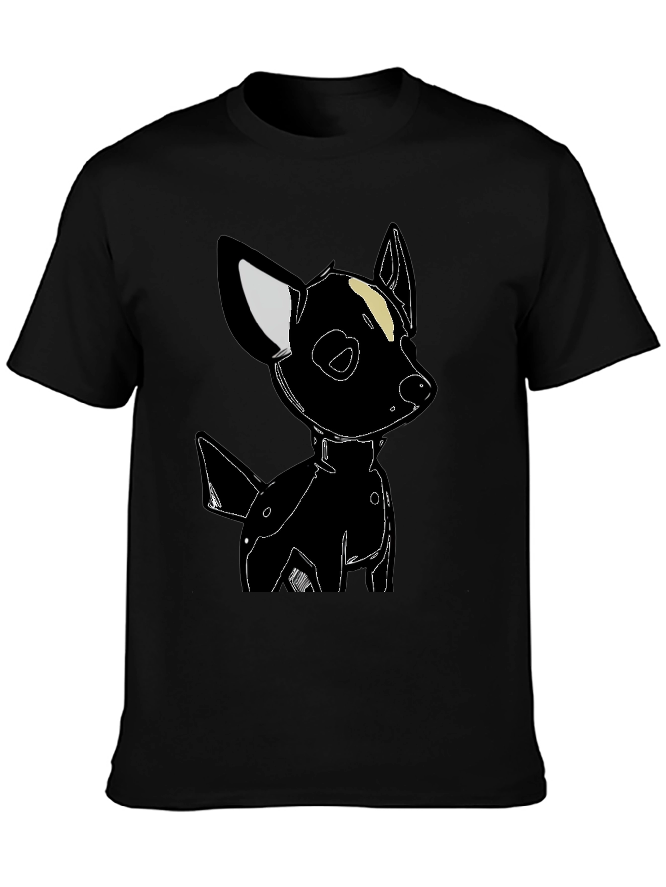 Black Dog Graphic Tee - Cute Cartoon Style