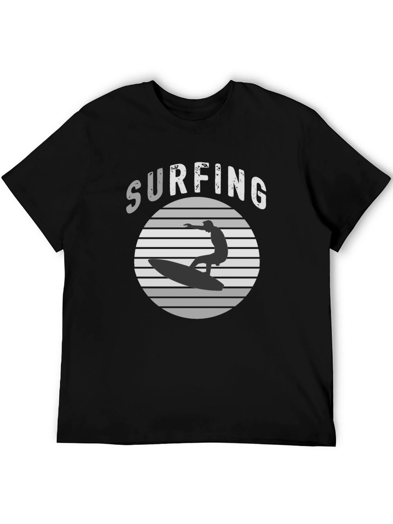 Surfing Silhouette Graphic Tee - Black