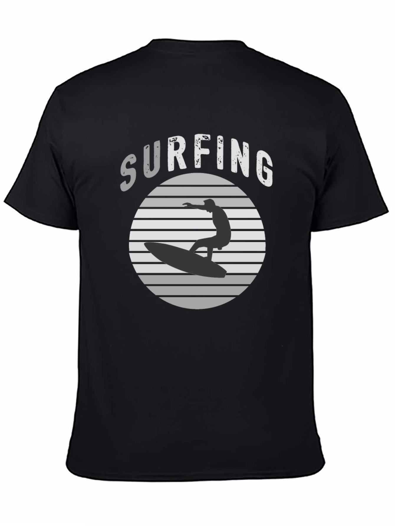 Surfing Silhouette Graphic Tee - Black