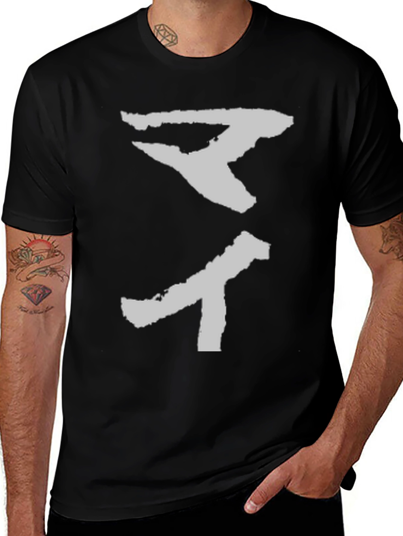 Black T-Shirt with Abstract Graphic Print