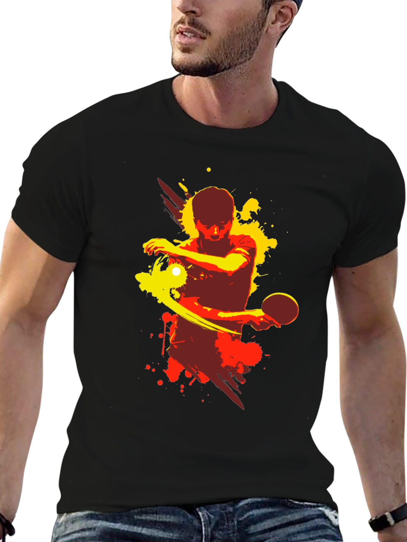 Table Tennis Graphic Tee - Sporty Black T-Shirt