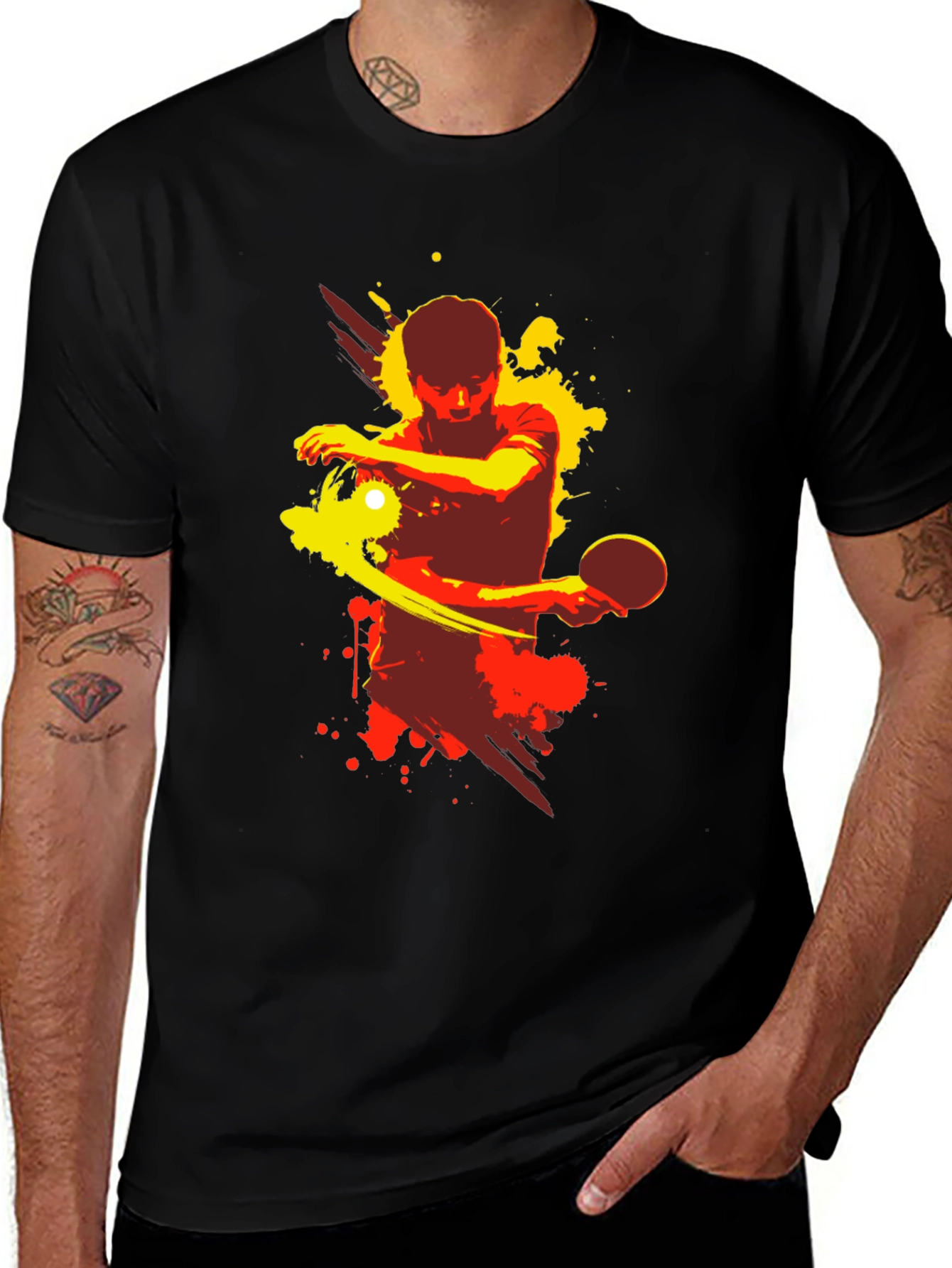 Table Tennis Graphic Tee - Sporty Black T-Shirt