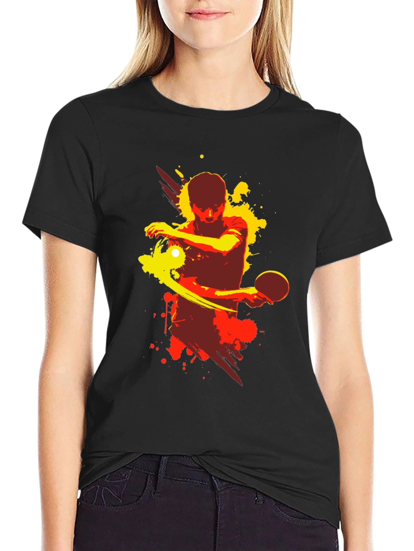 Table Tennis Graphic Tee - Sporty Black T-Shirt