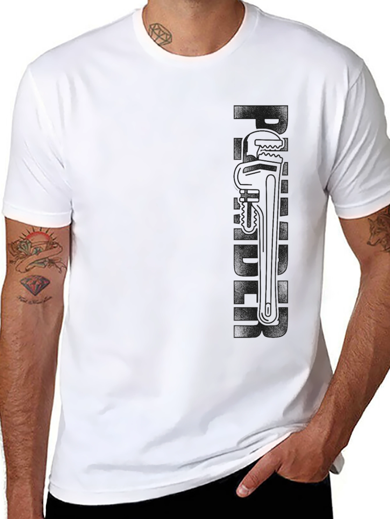 Black Plumber Graphic Print T-Shirt