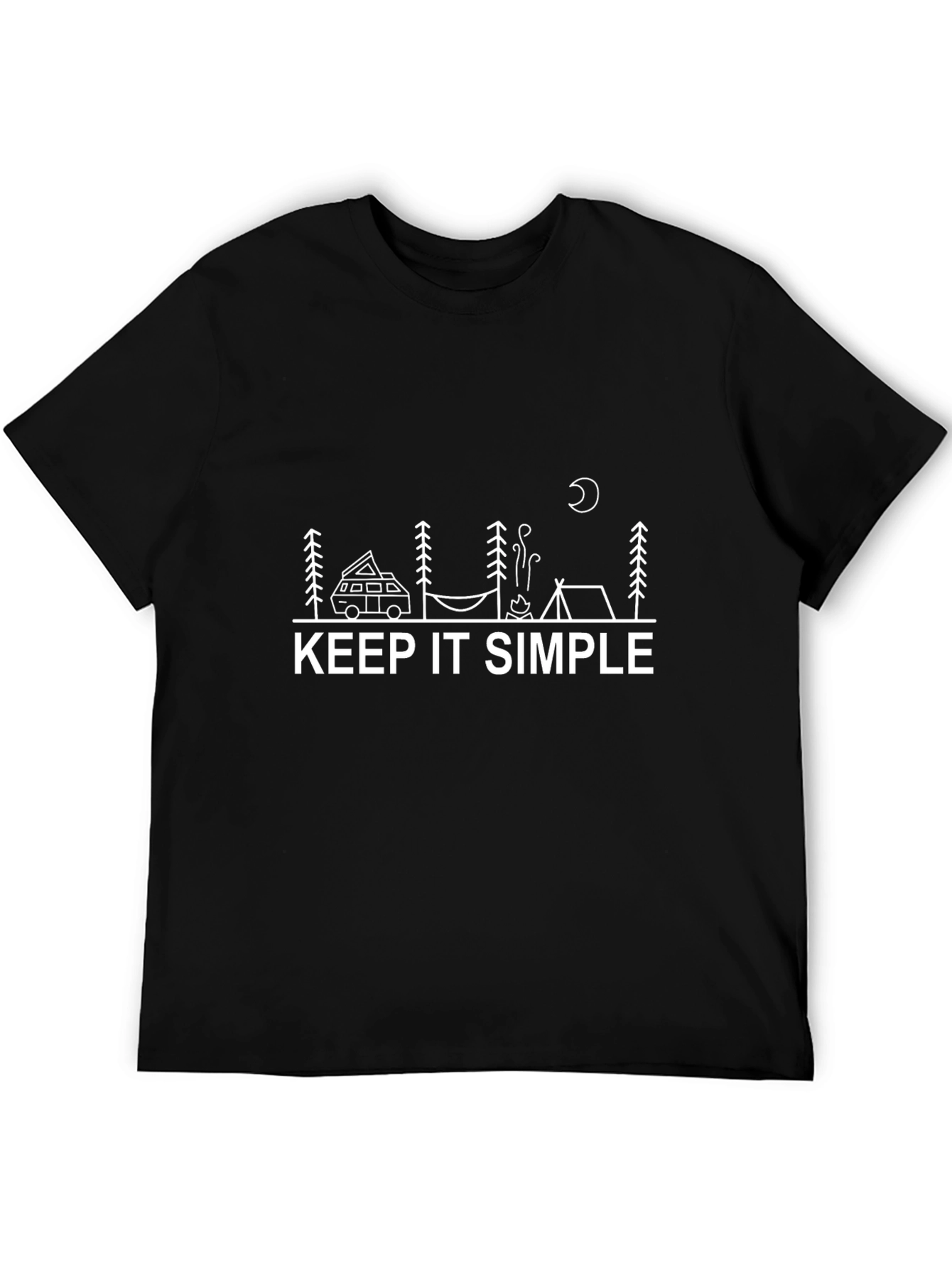 Keep It Simple Camping Graphic Tee - Black