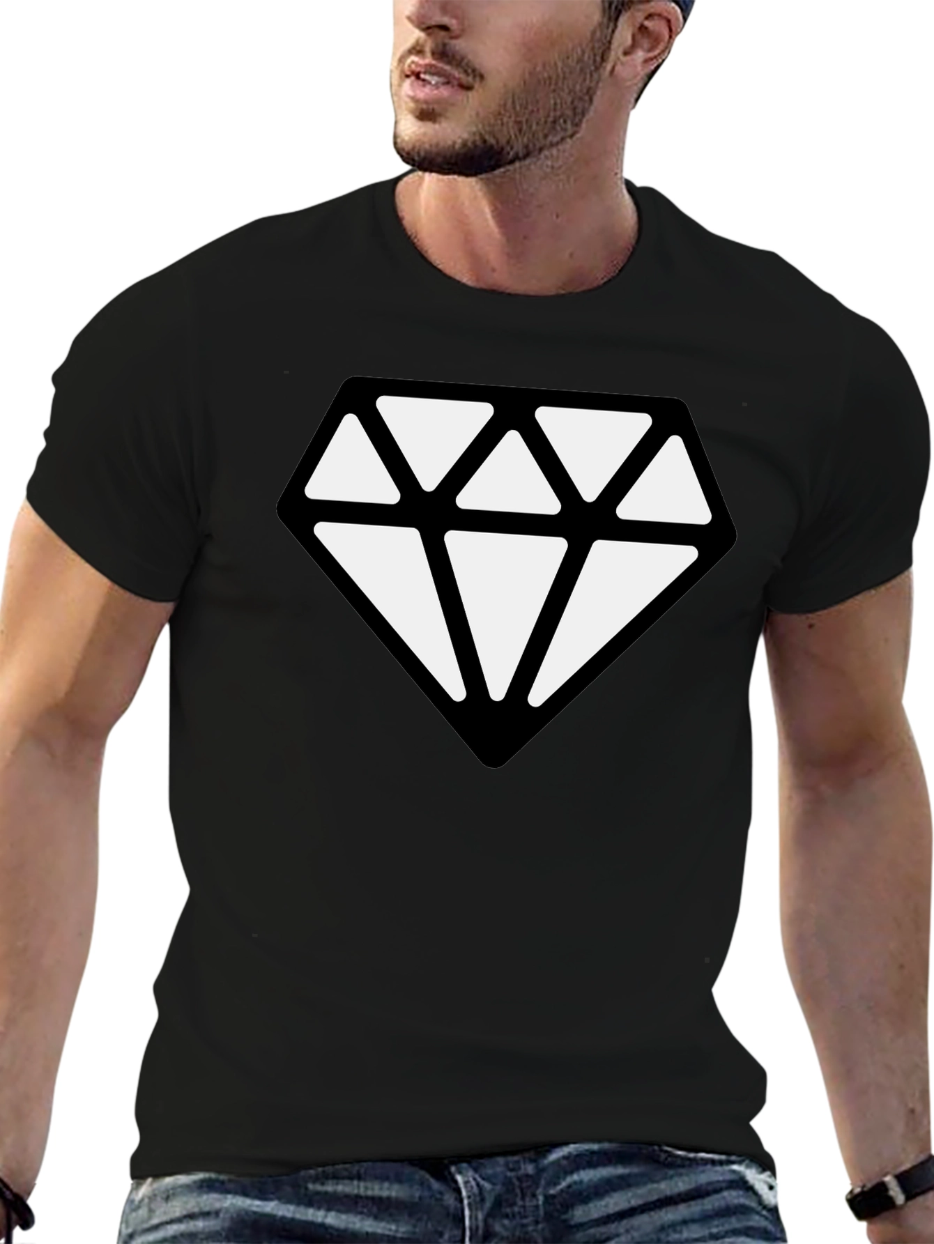 Diamond Graphic Black T-Shirt - Modern Style