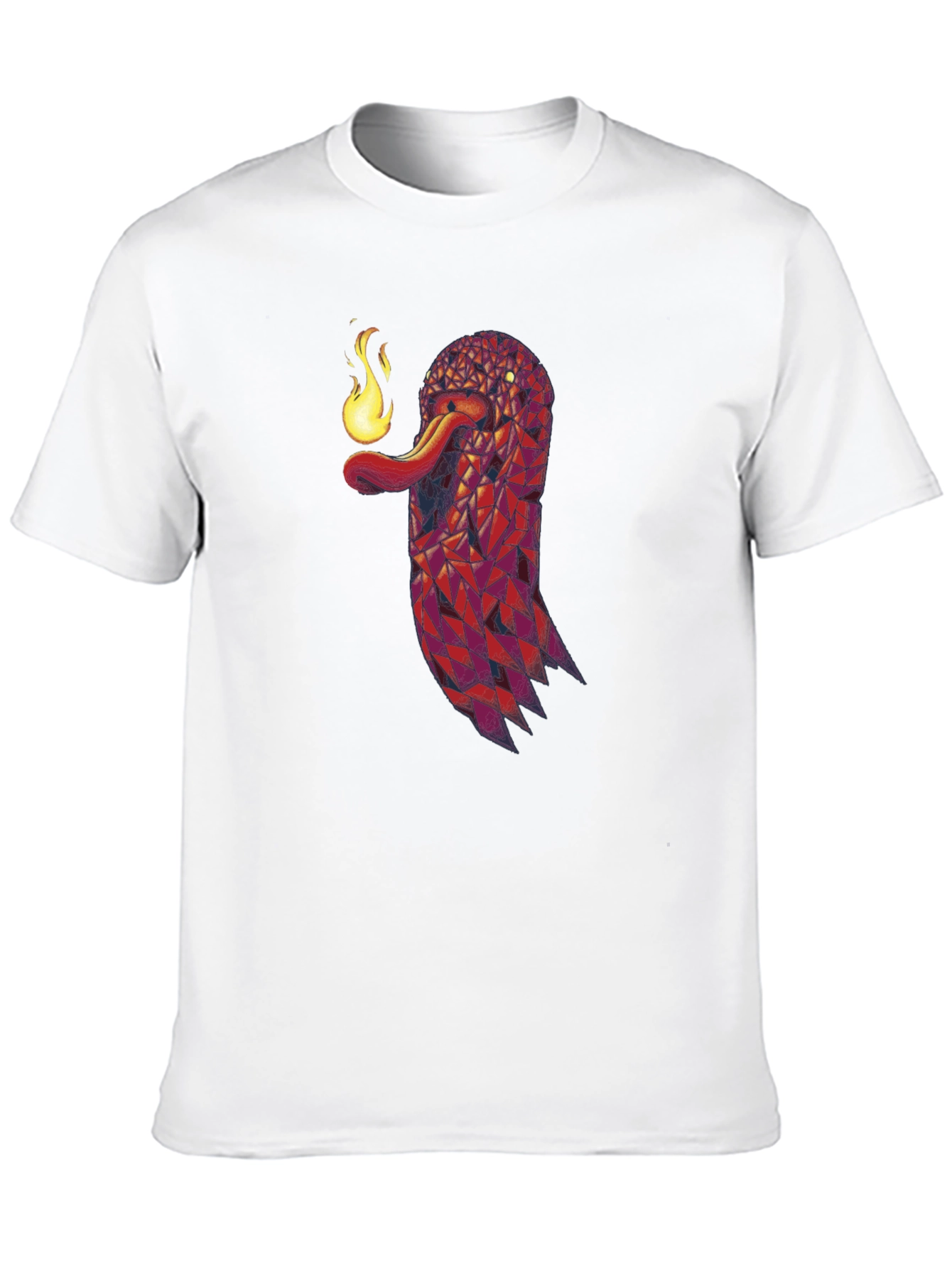 Geometric Snake Fire Breath Graphic Tee - Black