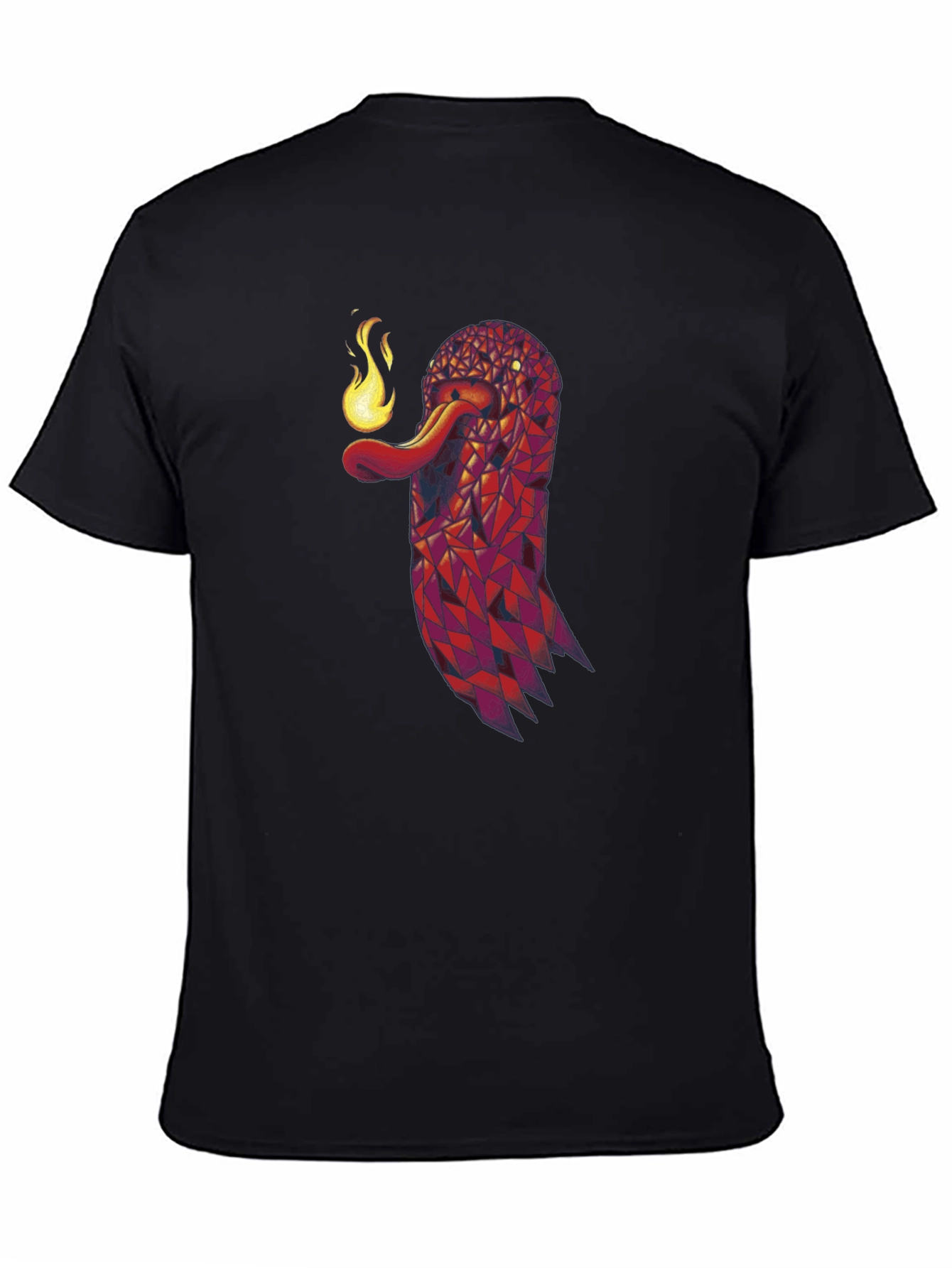 Geometric Snake Fire Breath Graphic Tee - Black