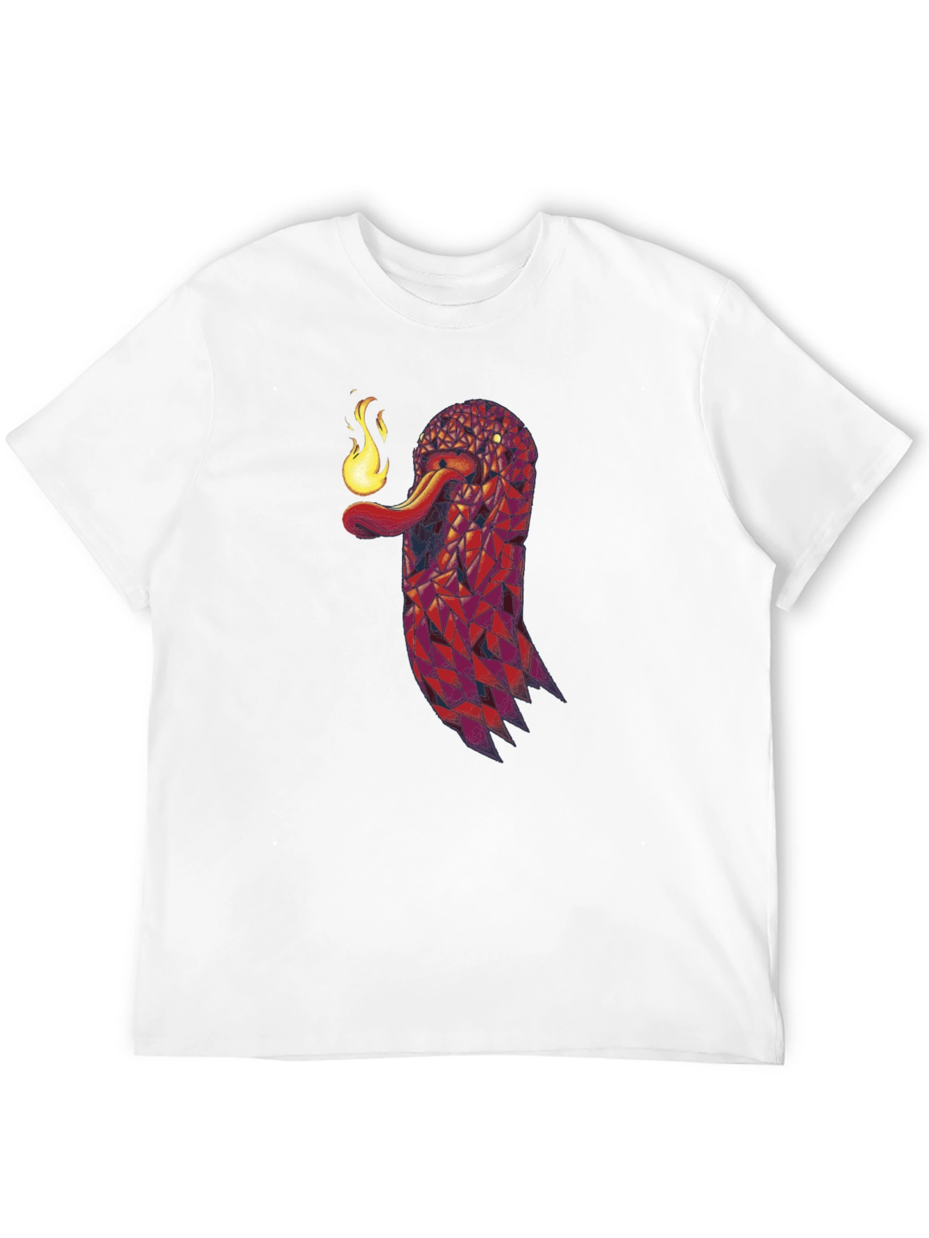 Geometric Snake Fire Breath Graphic Tee - Black