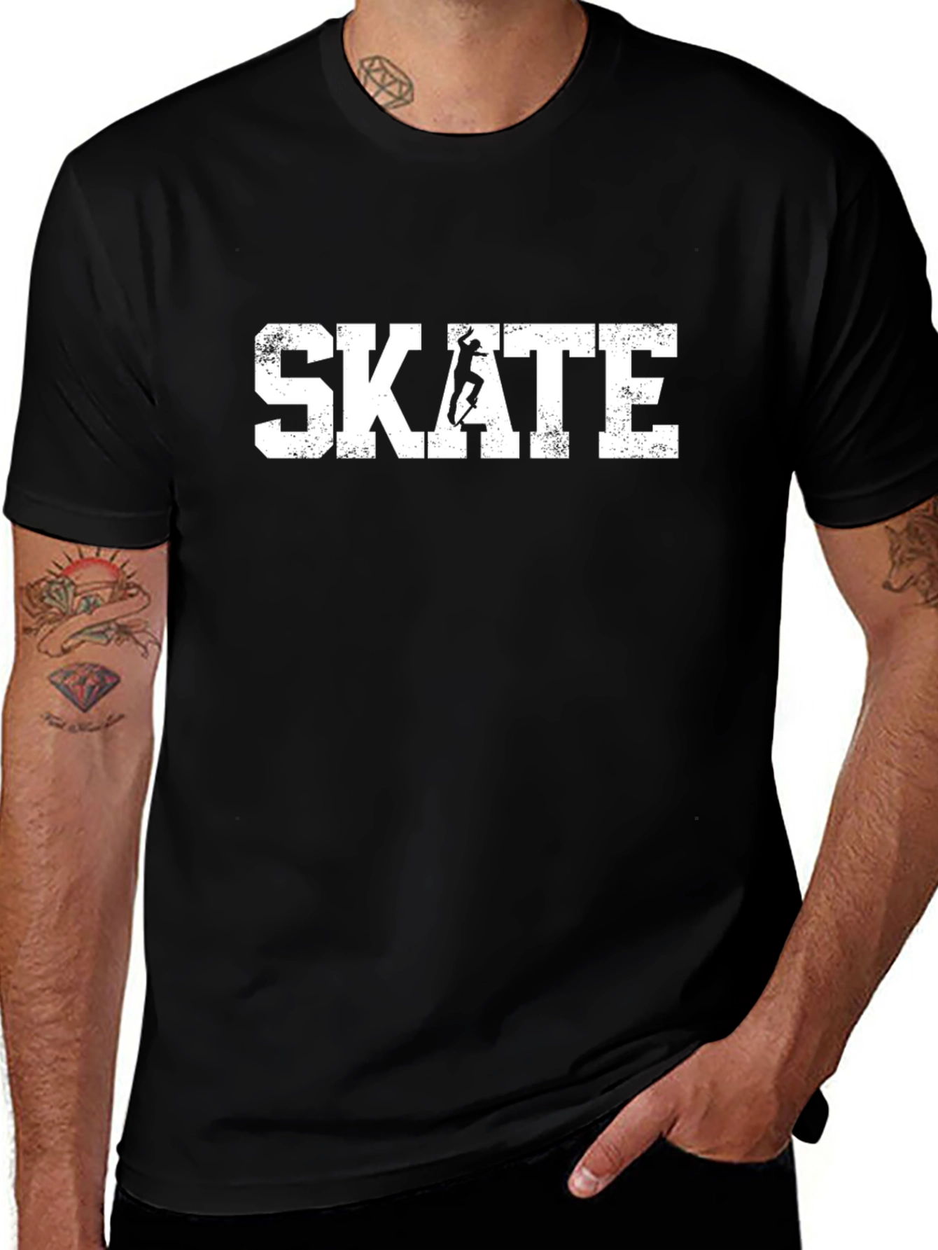 Skateboarding T-Shirt - Black Cotton Graphic Tee