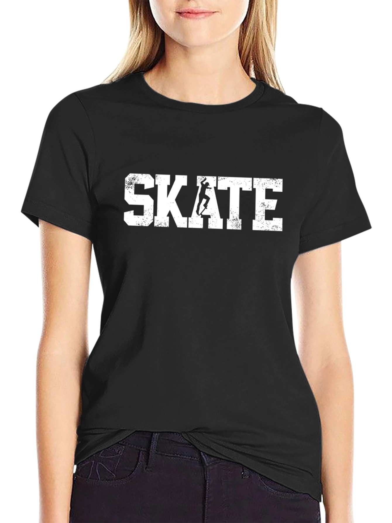 Skateboarding T-Shirt - Black Cotton Graphic Tee