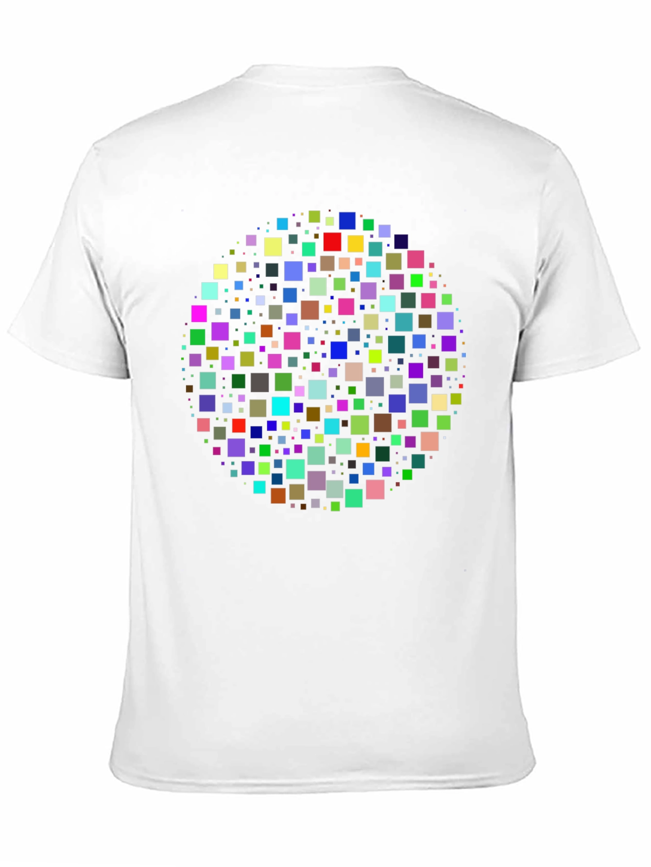Geometric Square Pixel Pattern Black T-Shirt
