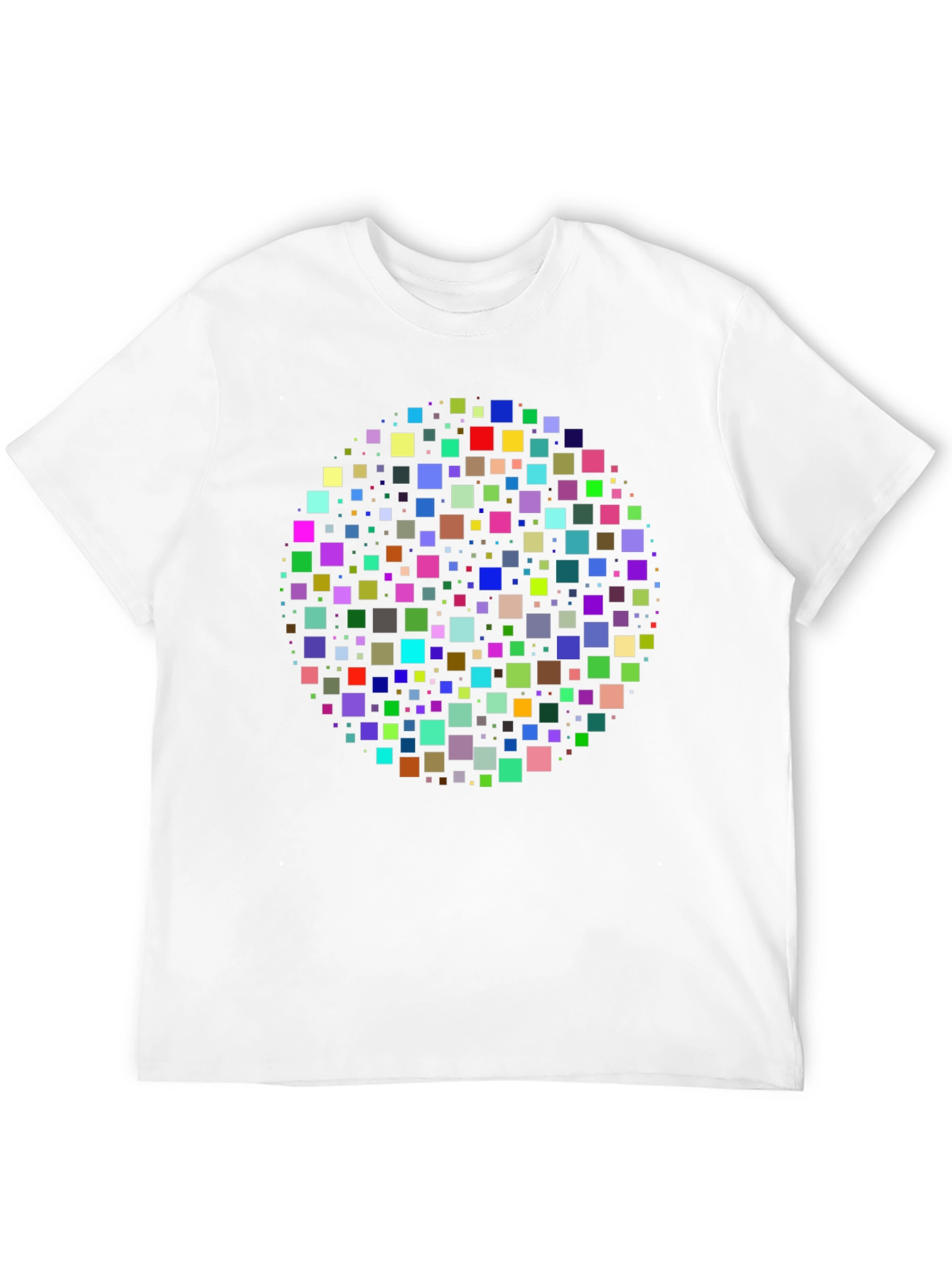 Geometric Square Pixel Pattern Black T-Shirt