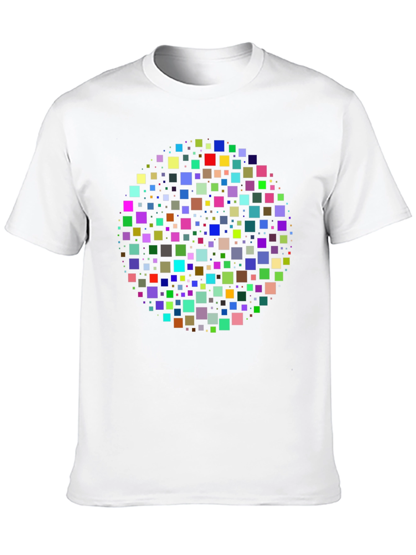 Geometric Square Pixel Pattern Black T-Shirt