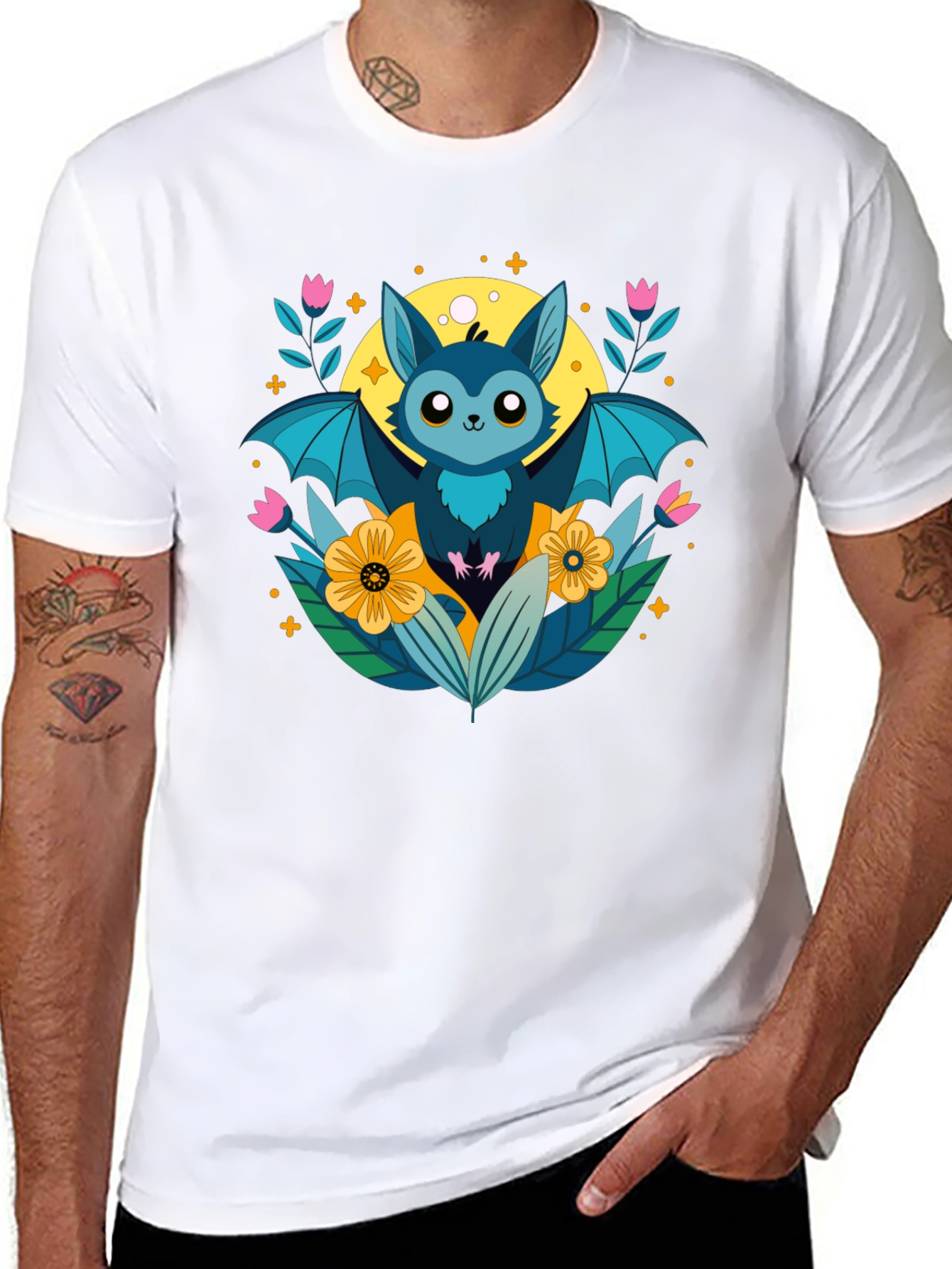 Cute Bat Graphic T-Shirt - Nature Inspired Design
